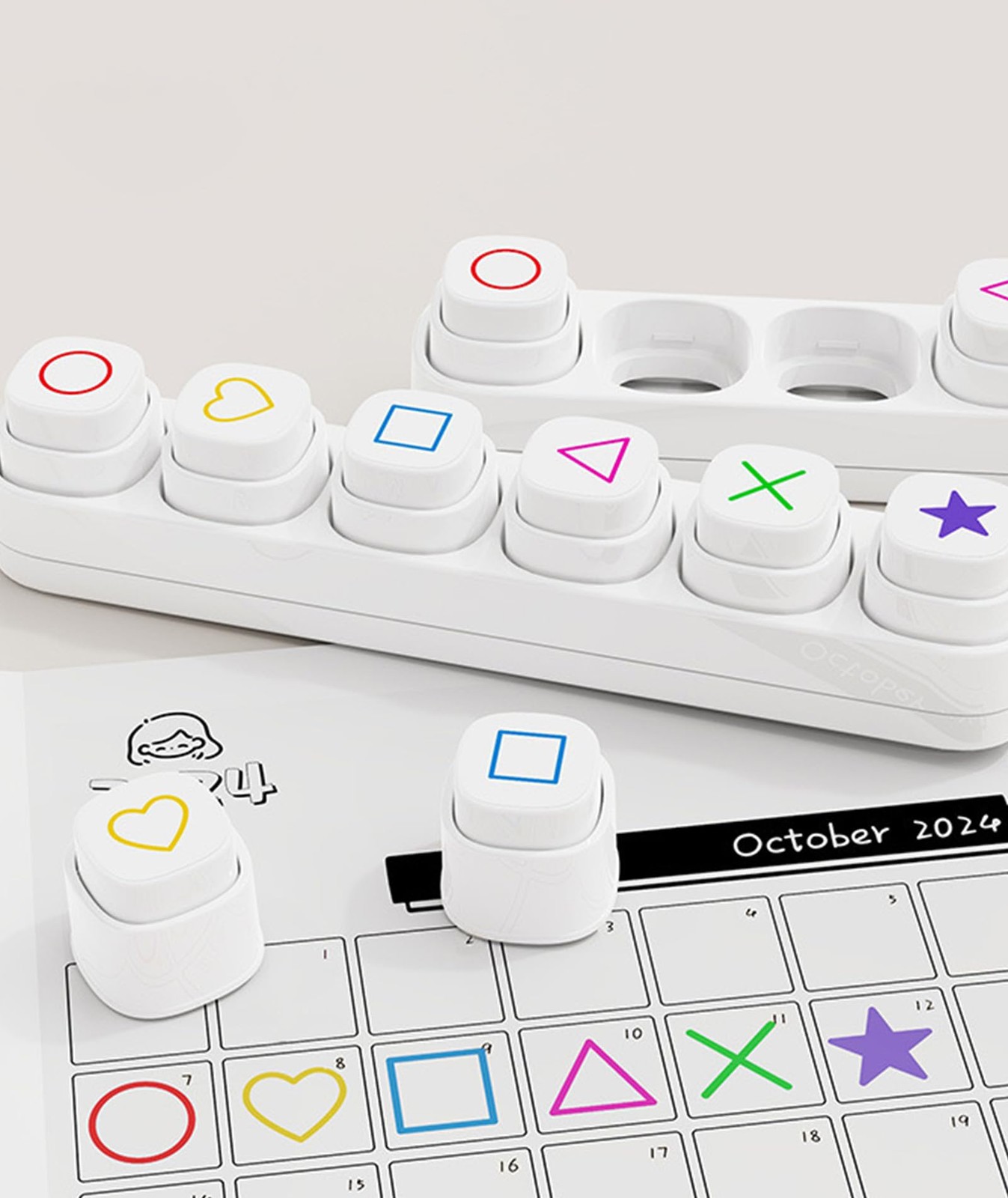 6-in-1 Pre Self-Inking Planner Stamp Set – 0.39 inches x 0.59 inches, Bujo