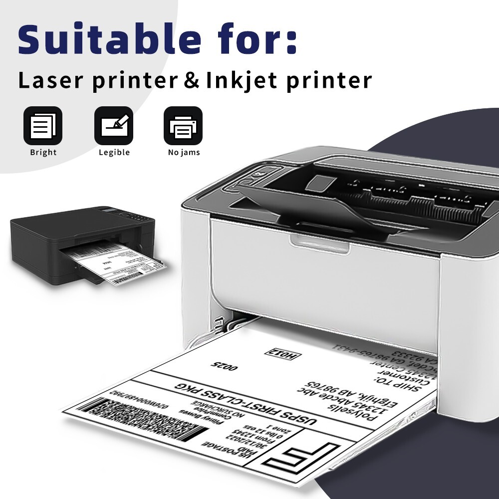 500 Shipping Labels Full Sheet 8.5×11 Self Adhesive POLYSELLS®