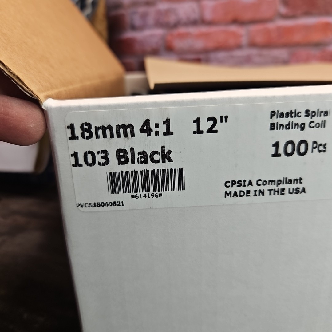 12″ Black Plastic Coil Binding SuppliesP103-18-12 18mm 100pcs