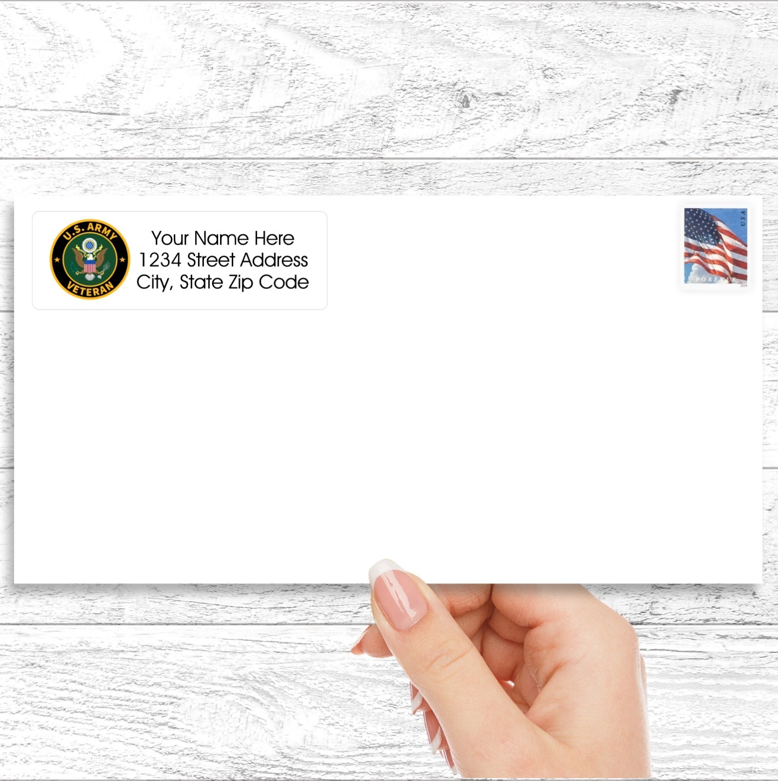 60 Return Address Labels Personalized Printed 3/4 x 2 1/4 Military Veteran