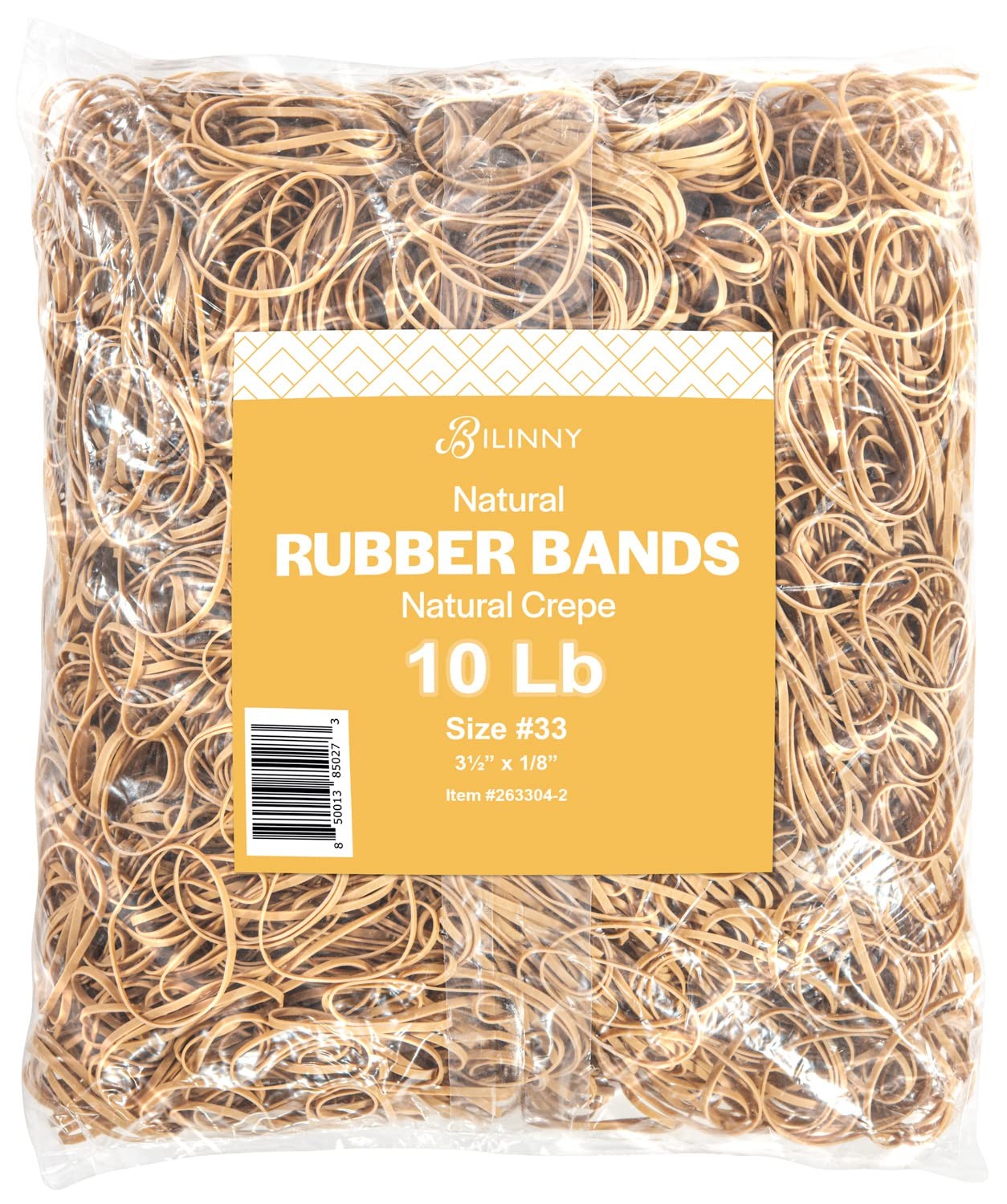 Rubber Bands Size 33, Bulk Pack of 10lb (6,000) Tan Rubber Bands, 3.5×1/8, Made