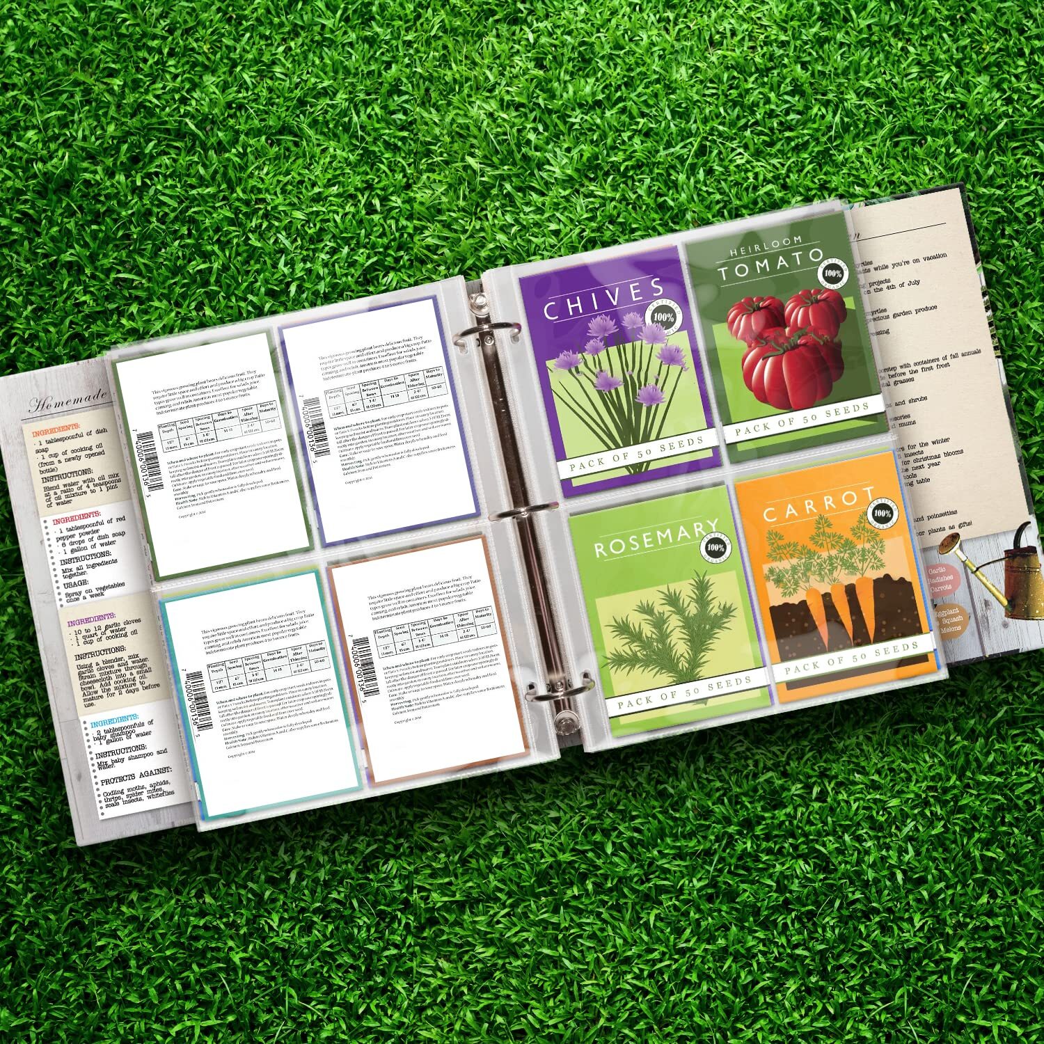 50 Pack 3.5×5 Inch Seed Binder Pockets for 3 Ring Binders Garden Seed Packet