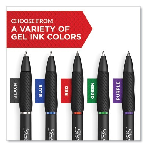 Sharpie S-Gel Pen, Retractable, Bold 1 mm, Black Ink, Black Barrel, Dozen