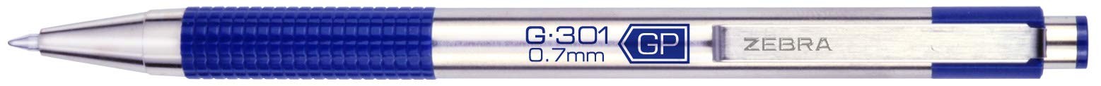 Zebra Pen G-301 Retractable Gel Pen, 0.7mm Medium 1 Count (Pack of 4), Blue B