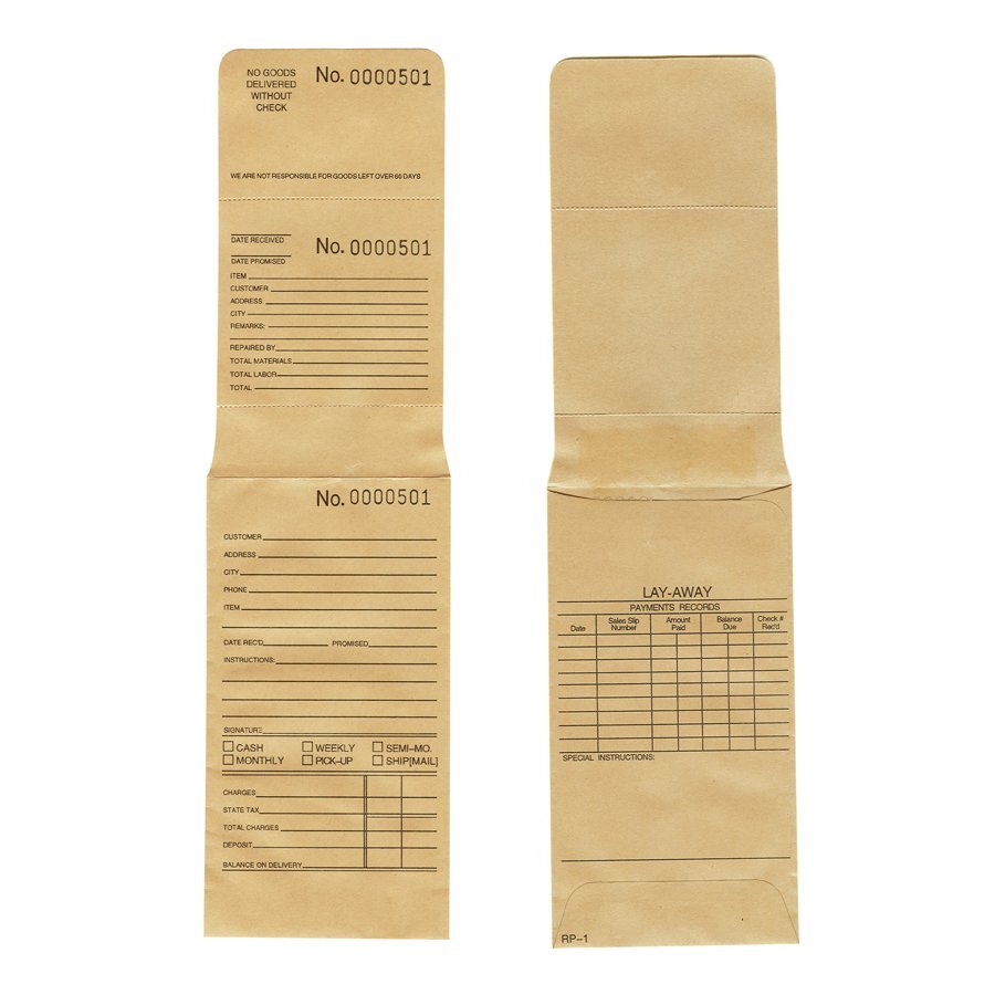 1000 Qty Tear-a-Way Repair Envelopes – Sequentially Numbered – Record…
