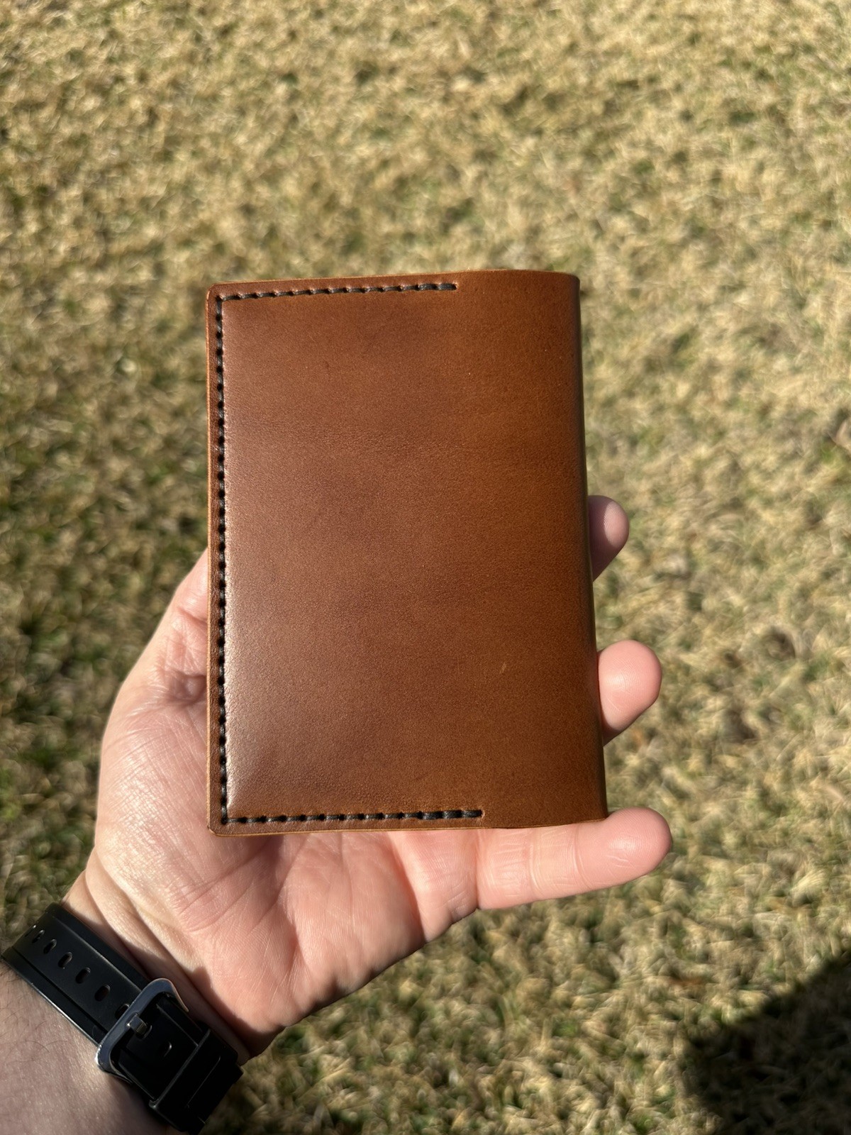 Chestnut Brown full-grain veg-tanned leather, 5 oz — 100% handmade in the USA.