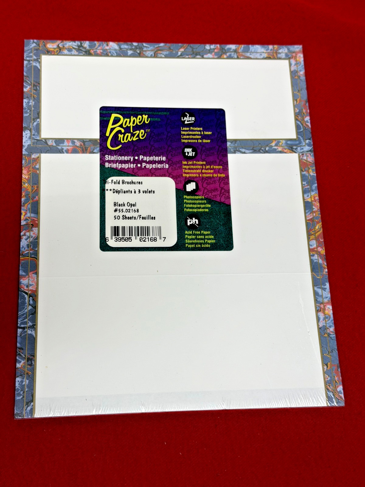 Paper Craze Tri-Fold Brochures 50 Sheets Black Opal, Acid Free Stationary Paper