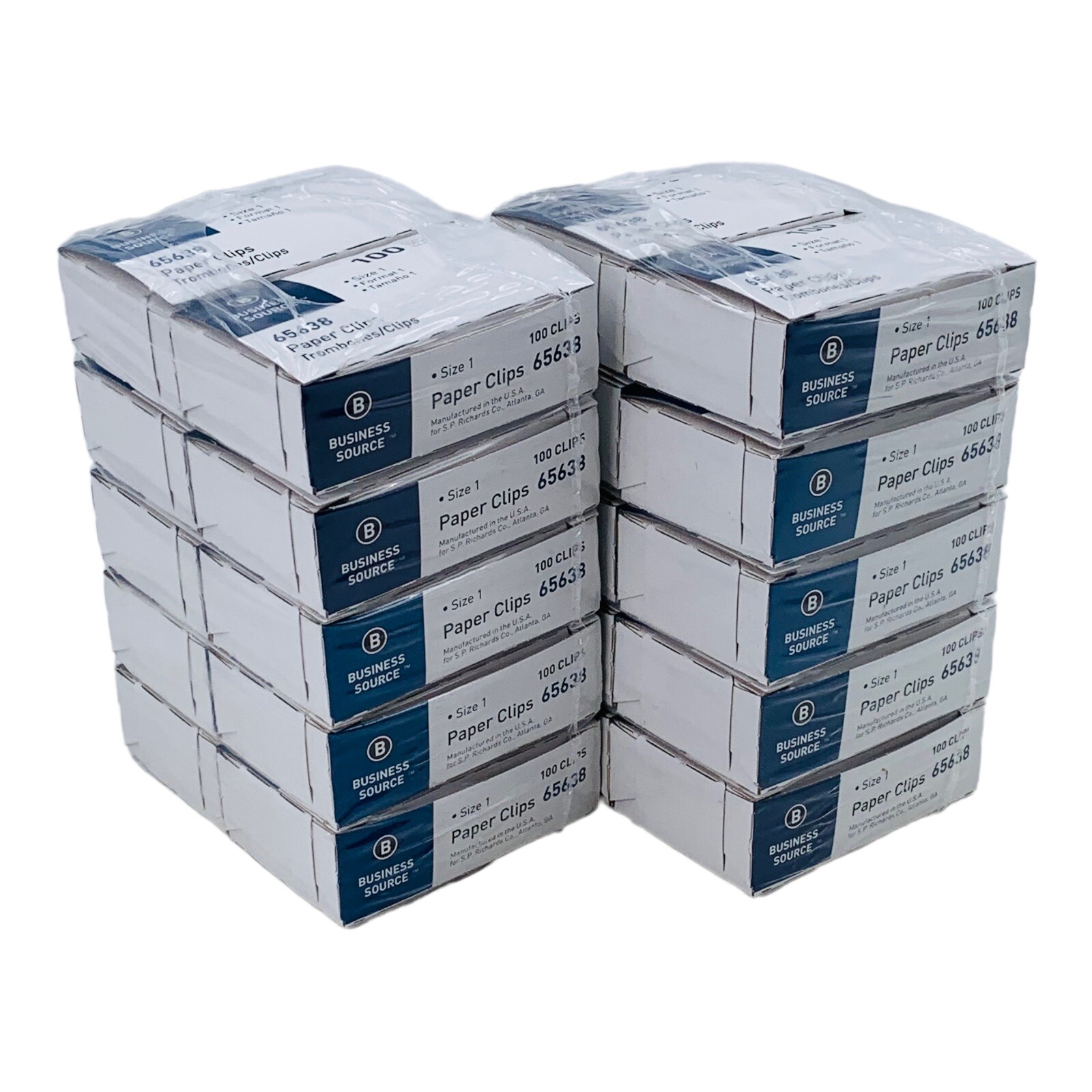 20 Boxes Regular Paper Clips Size 1, 100 Steel Paper Clips Per Box