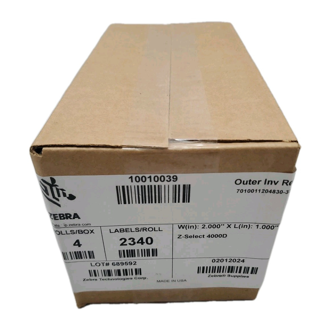 Zebra 10010039 Z-Select 4000D Thermal Label 2″X 1″ 2340/ROLL 4 Rolls per Box