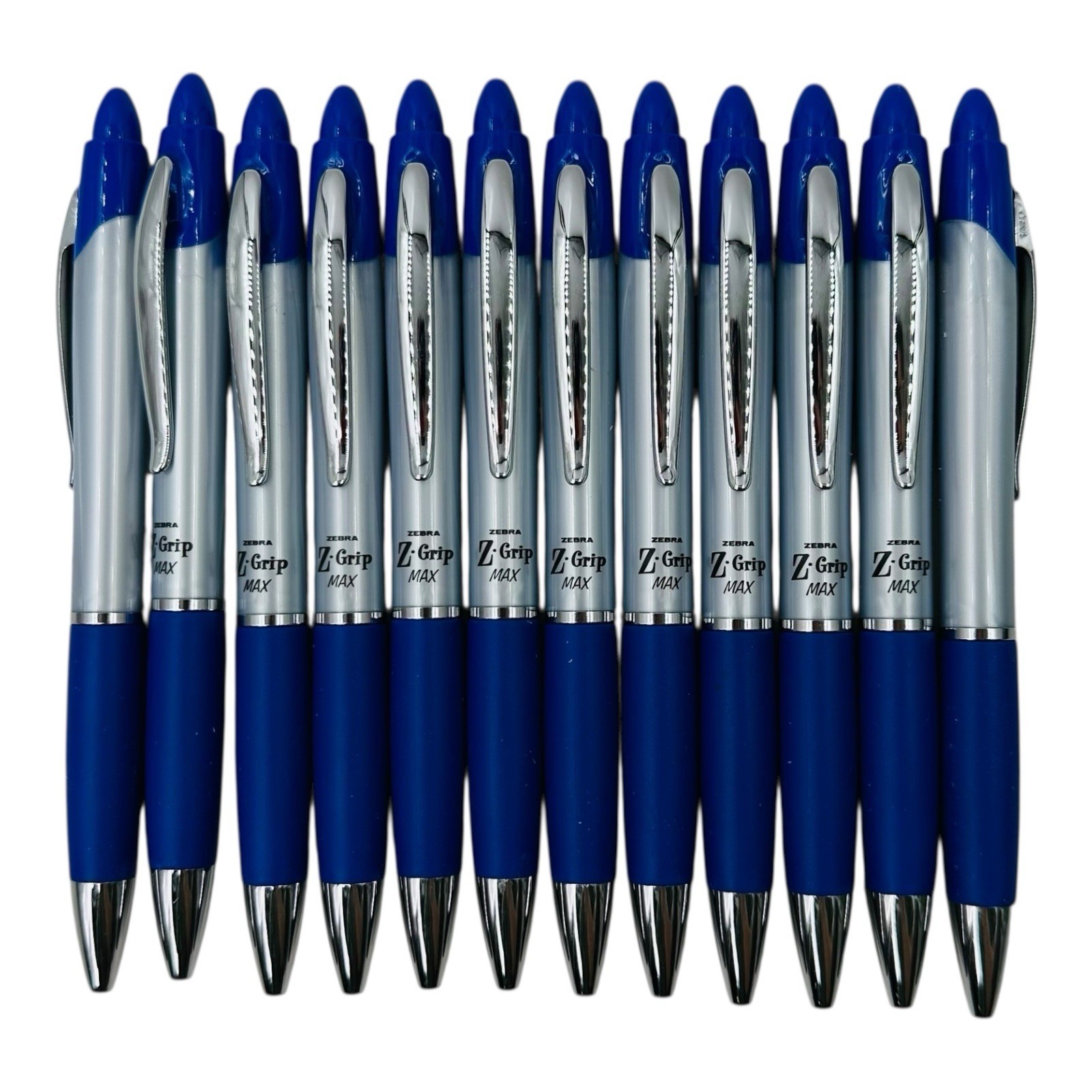 12 Pens Zebra Blue Pens Z-Grip Max Retractable Ballpoint Pen 1.0mm