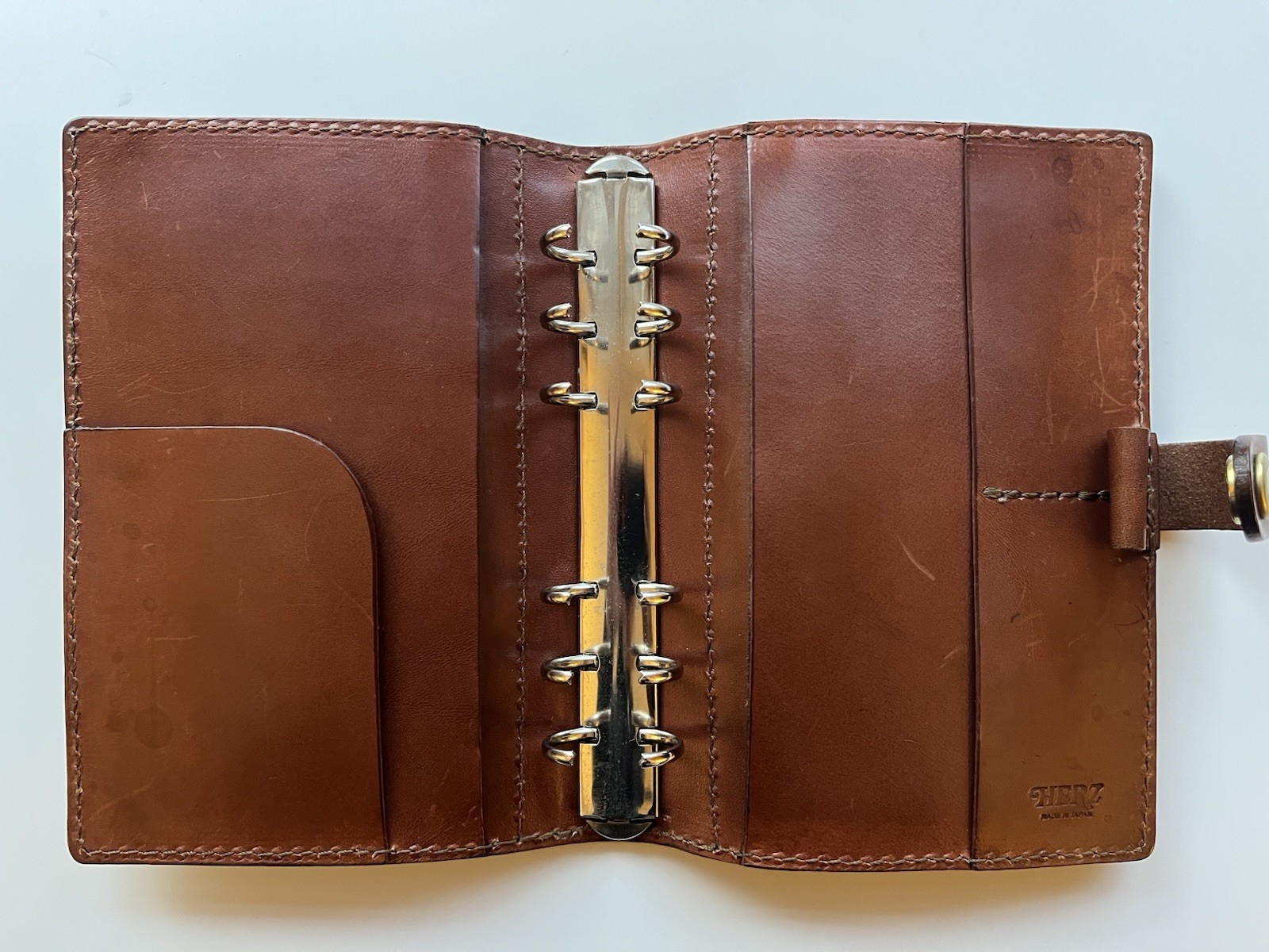 HERZ Full Grain Leather Organizer Handmade In Japan Filofax Personal Size/Bible
