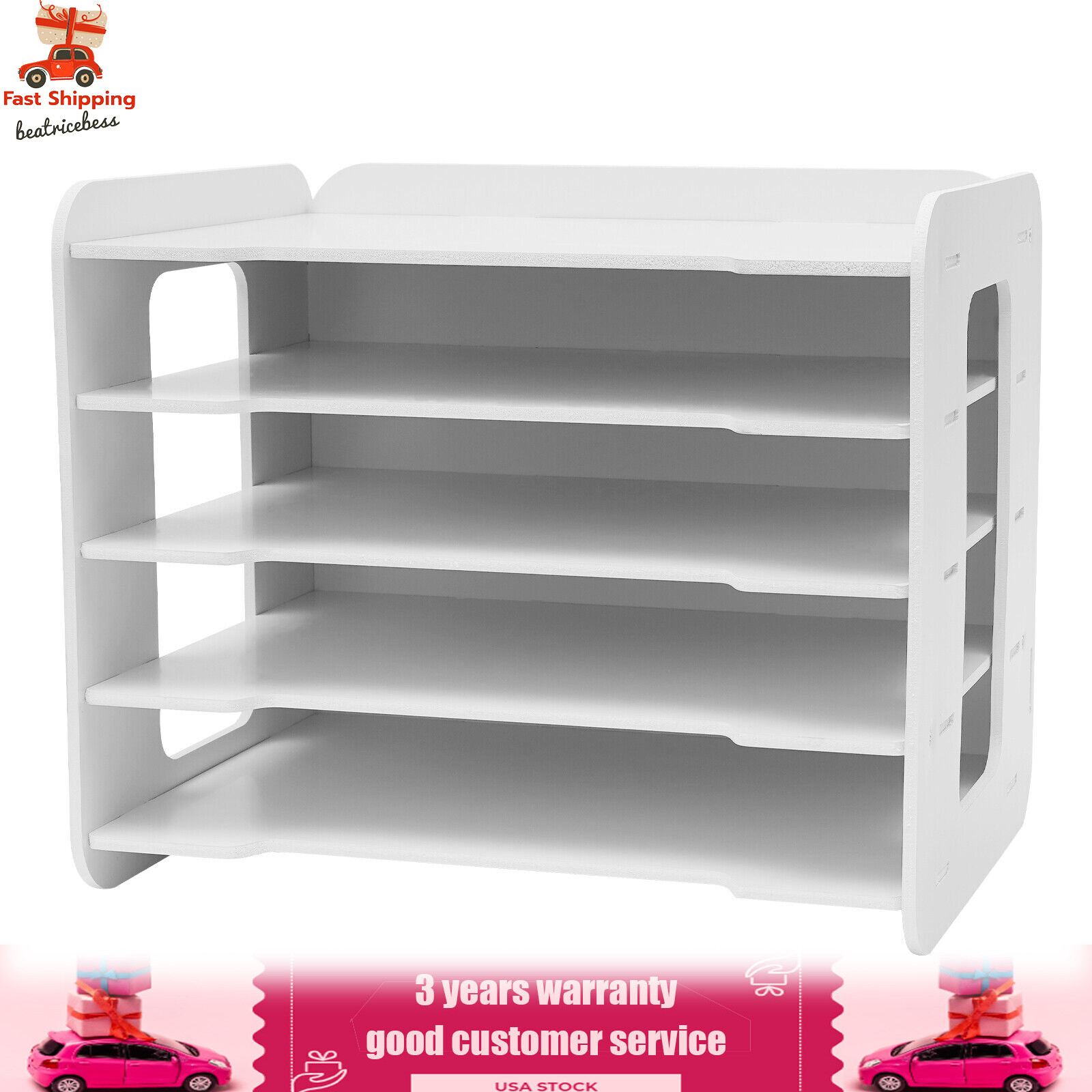 Stackable File Organizer Tray Desk Desktop Paper Document Tray Holder 5 Tiers