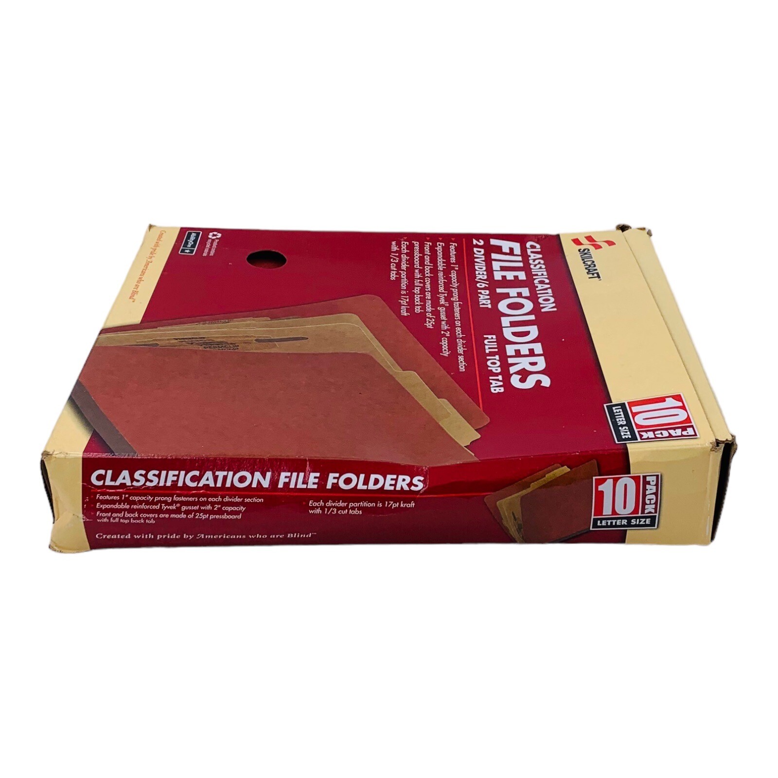 10 Folders Letter Size 6 Section Classification Folder Full Top Tab Earth Red