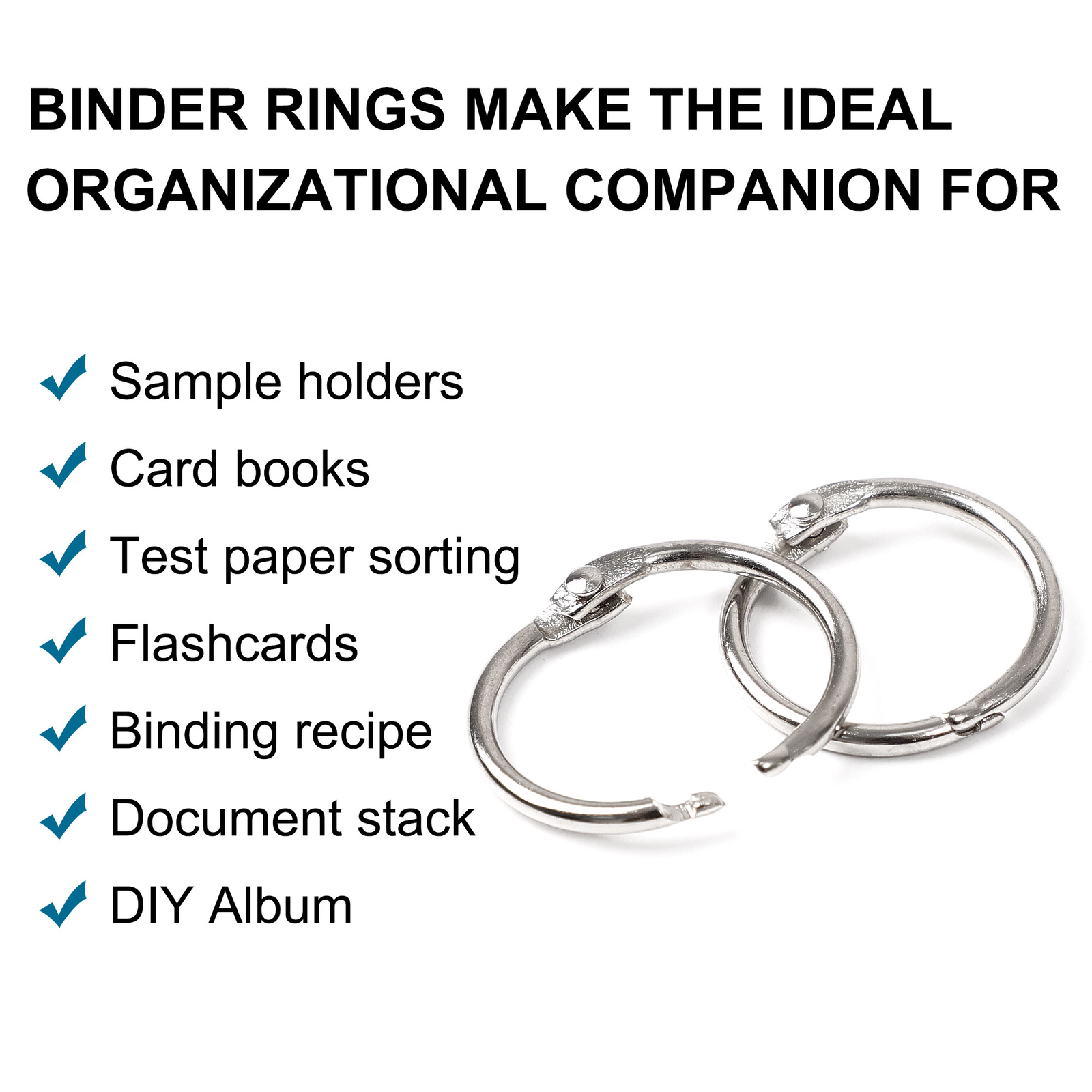 0.8″ Loose Leaf Binder Rings Metal 70pcs Office Book Rings Hinge Locking Rings