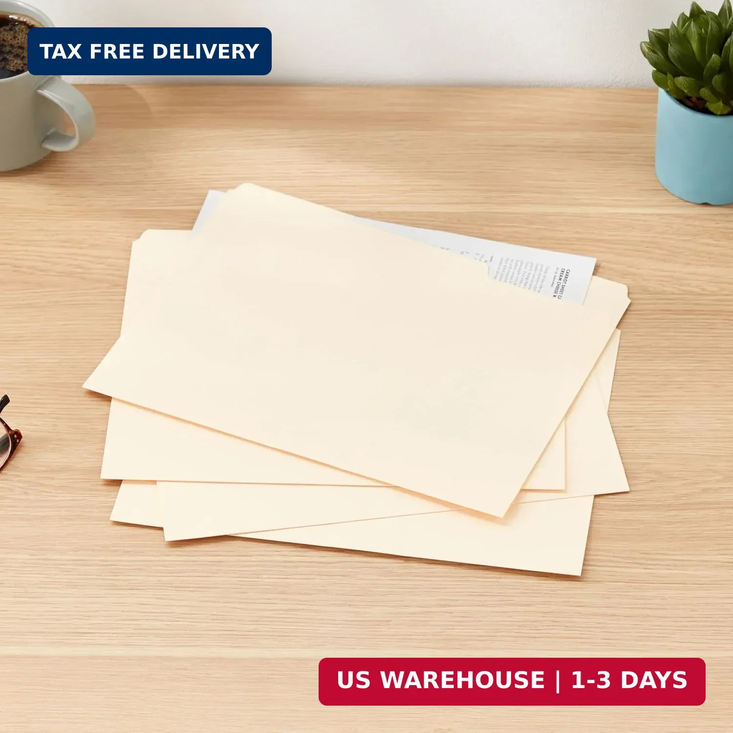 Amazon Basics Sturdy File Folders with Reinforced Tabs for Filing and Organizati