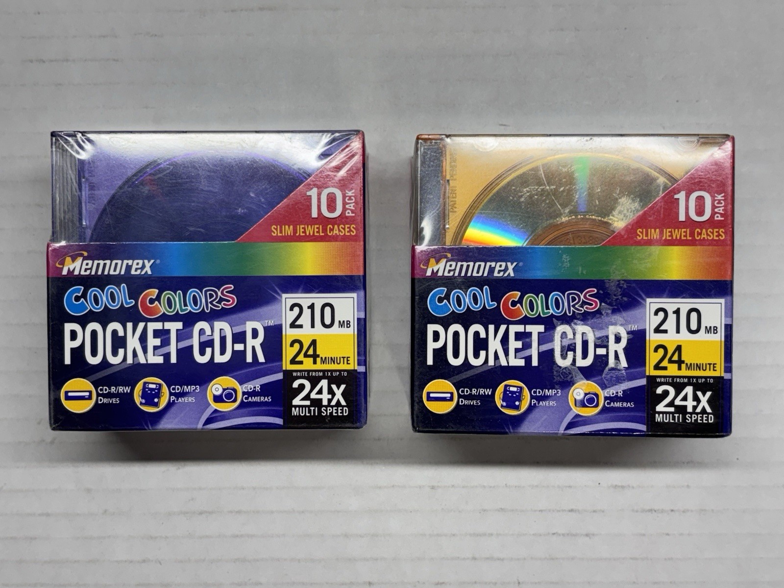 2 sealed Memorex Pocket CD-RW 24x 210 MB 24-min Blank Mini Discs 10 Pack. BONUS