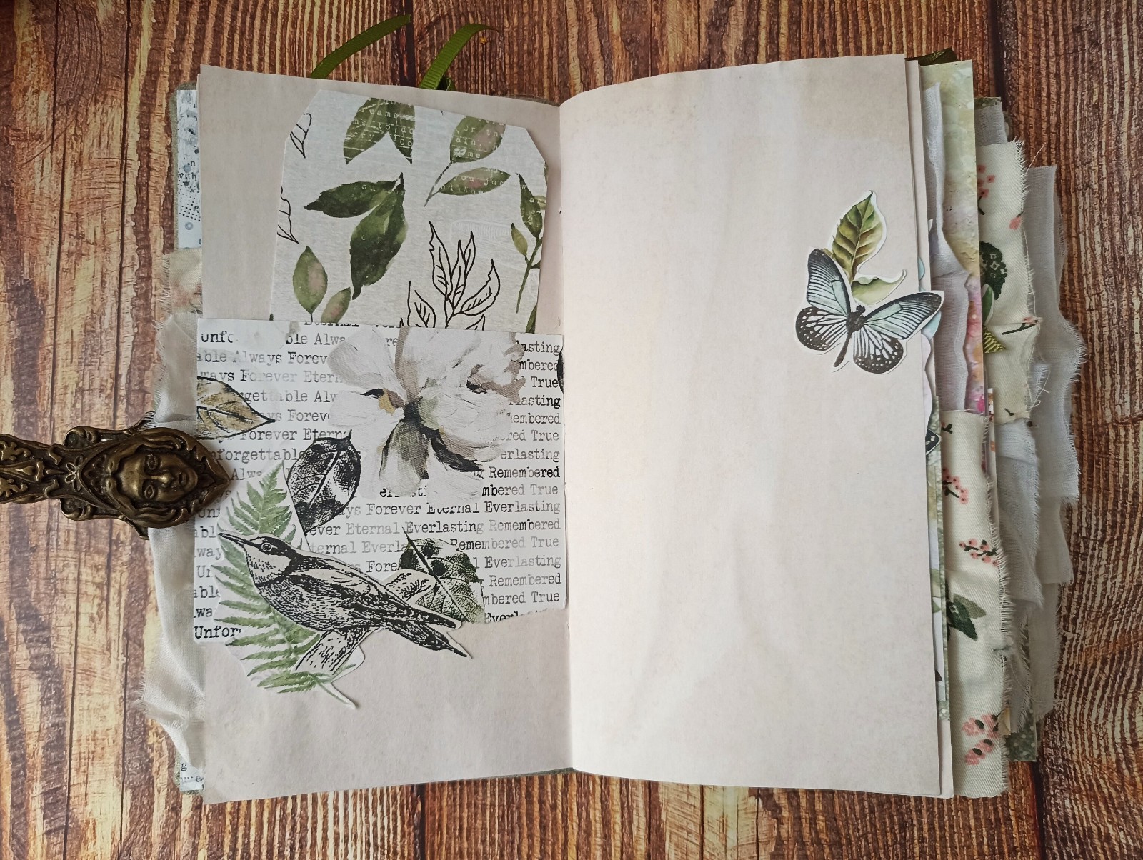 Junk Journal Handmad Forest Travel Notebook for Sale Botanical 8×4 in