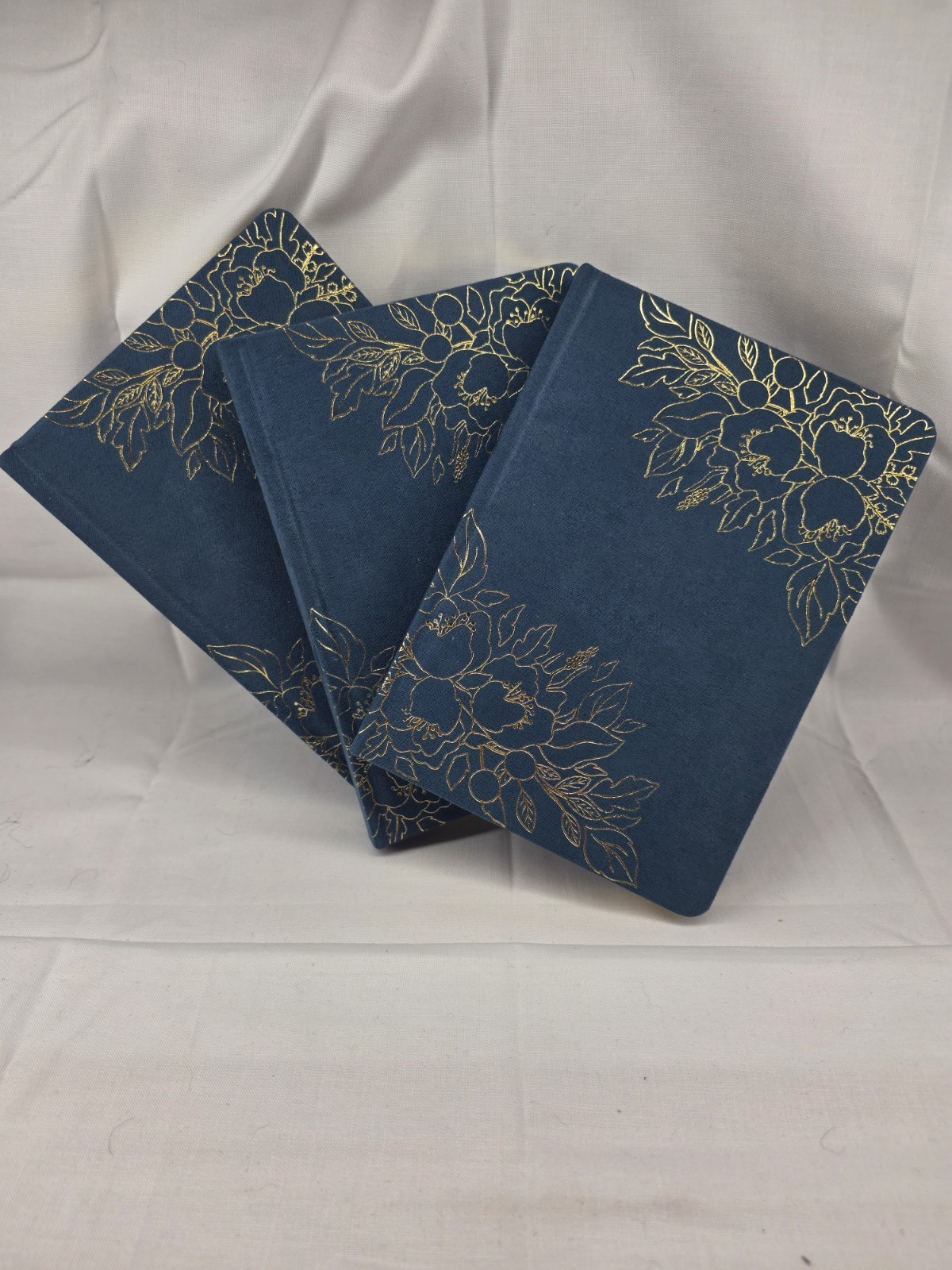 Threshold 5” X 7” Journal Blue with Gold Floral Print, Set of 3