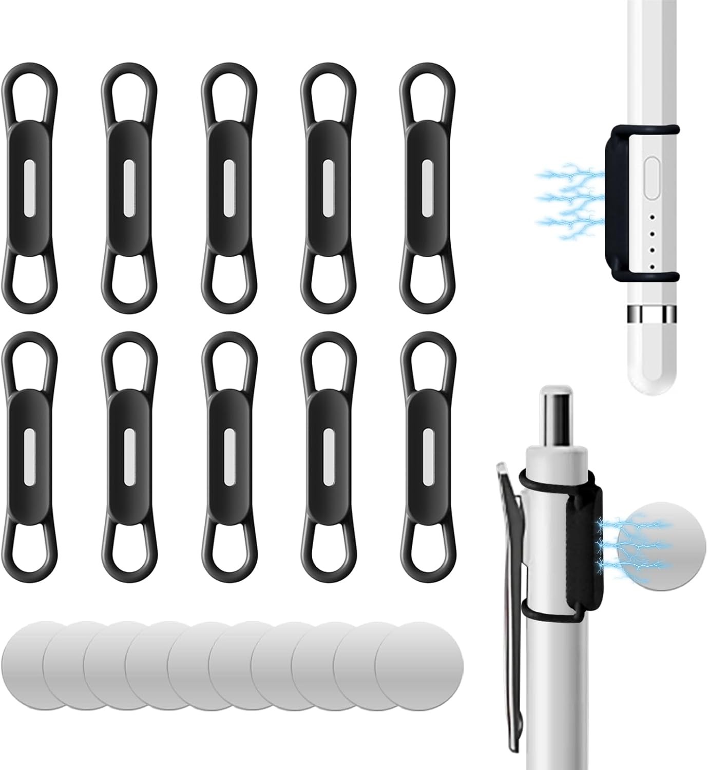 10 Pack Magnetic Pen Holder for Refrigerator, Adjustable Pen Pencil Holders