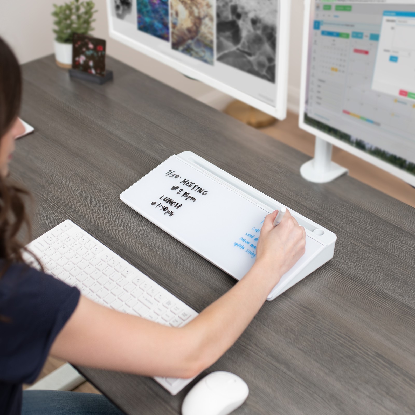 VIVO Desktop Dry Erase Board with Hidden Storage, 16″ x 7″ Glass Whiteboard