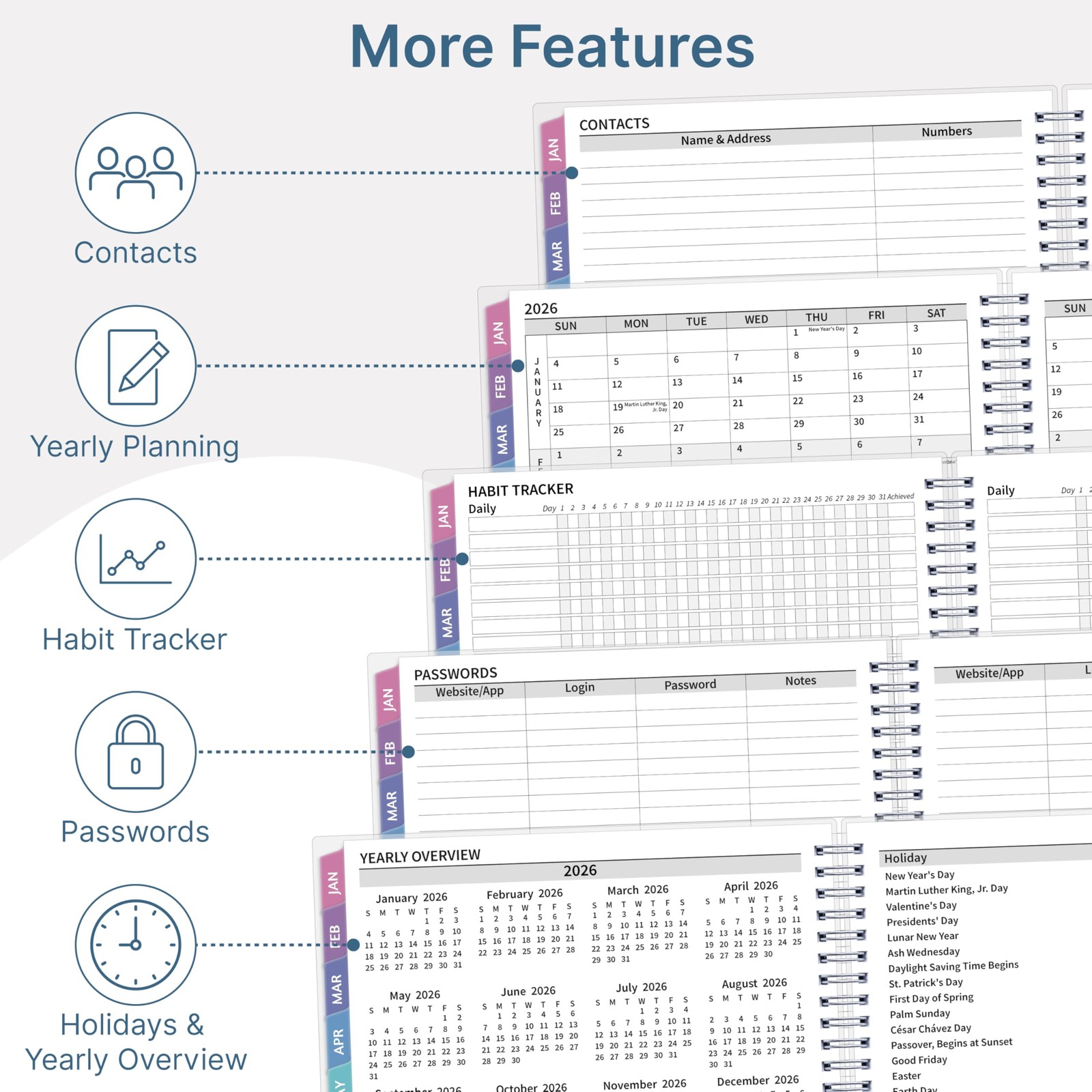 2026 Appointment Book, 30 Minutes-Hourly, Weekly ＆ Monthly Calendar Planner 2026