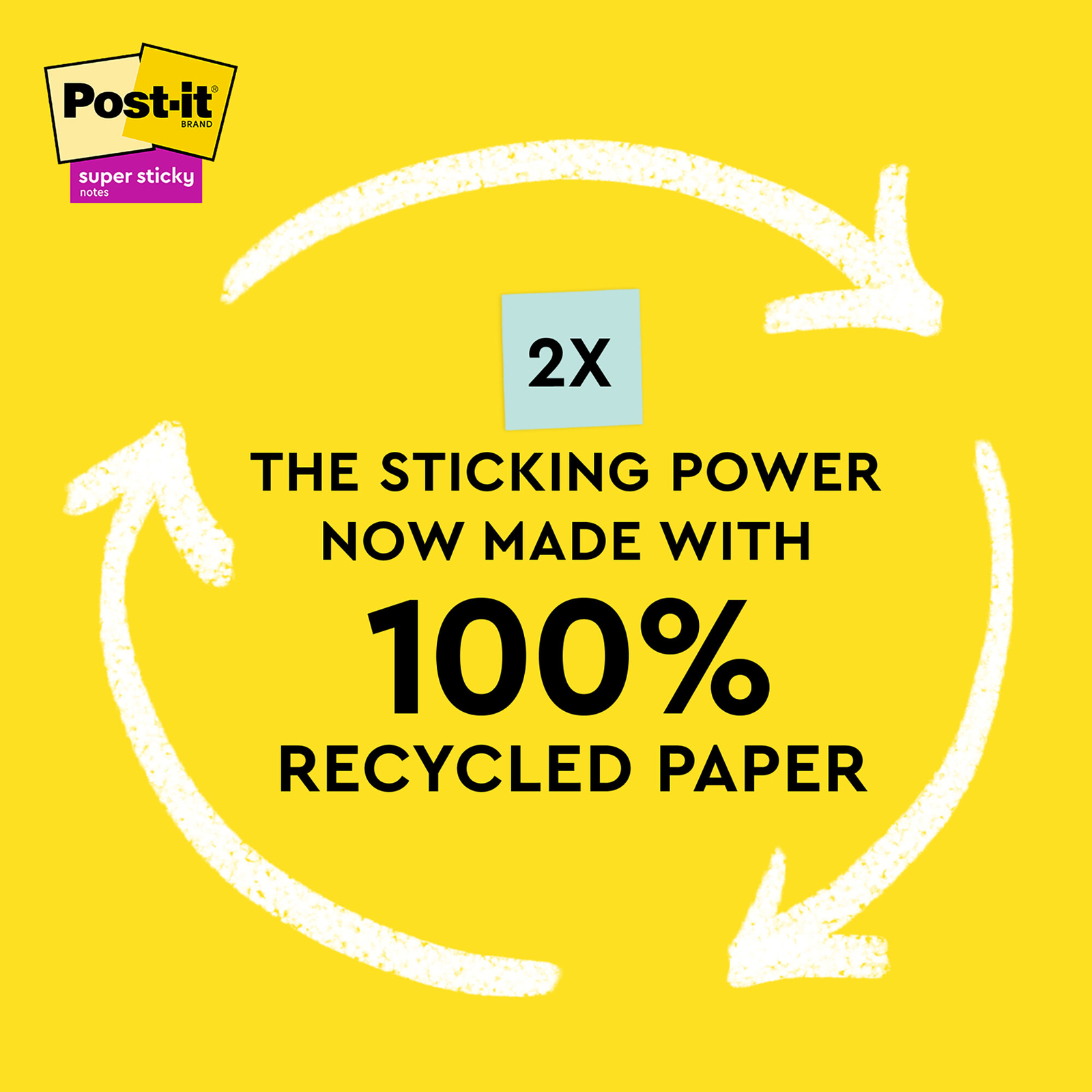 Post-it® Super Sticky Recycled Notes 4621R-4SST, 4 in x 6 in (101 mm x 152 mm)