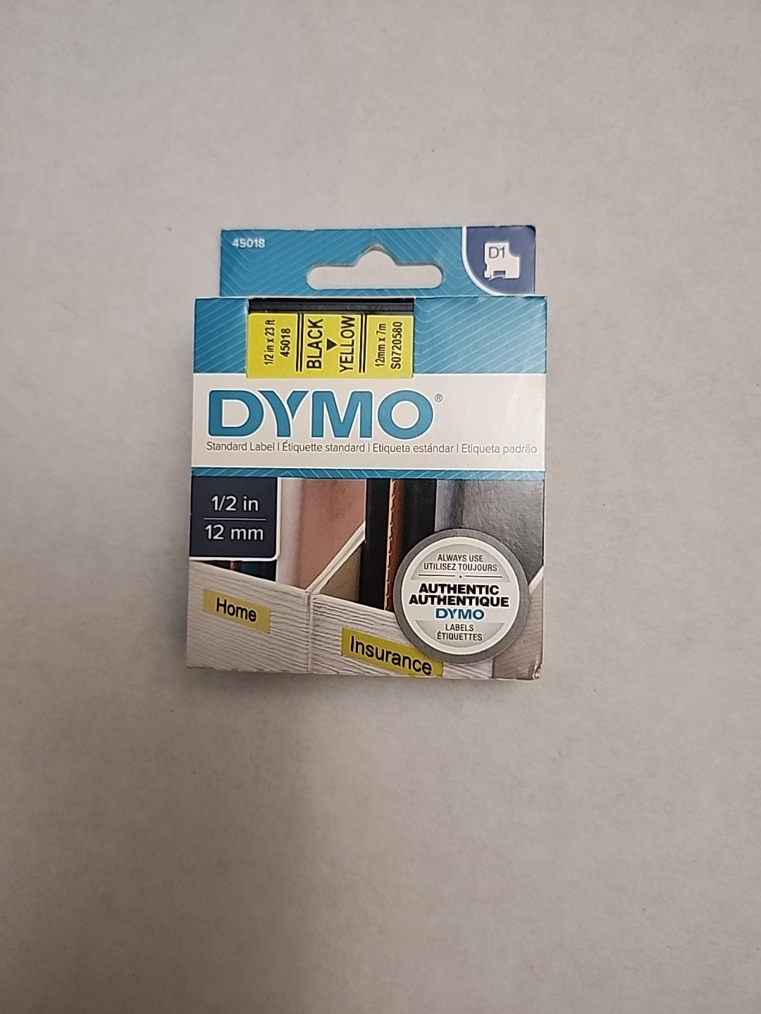 DYMO D1 High-Performance Polyester Removable Label Tape, 1/2″ x 23 ft, Yellow
