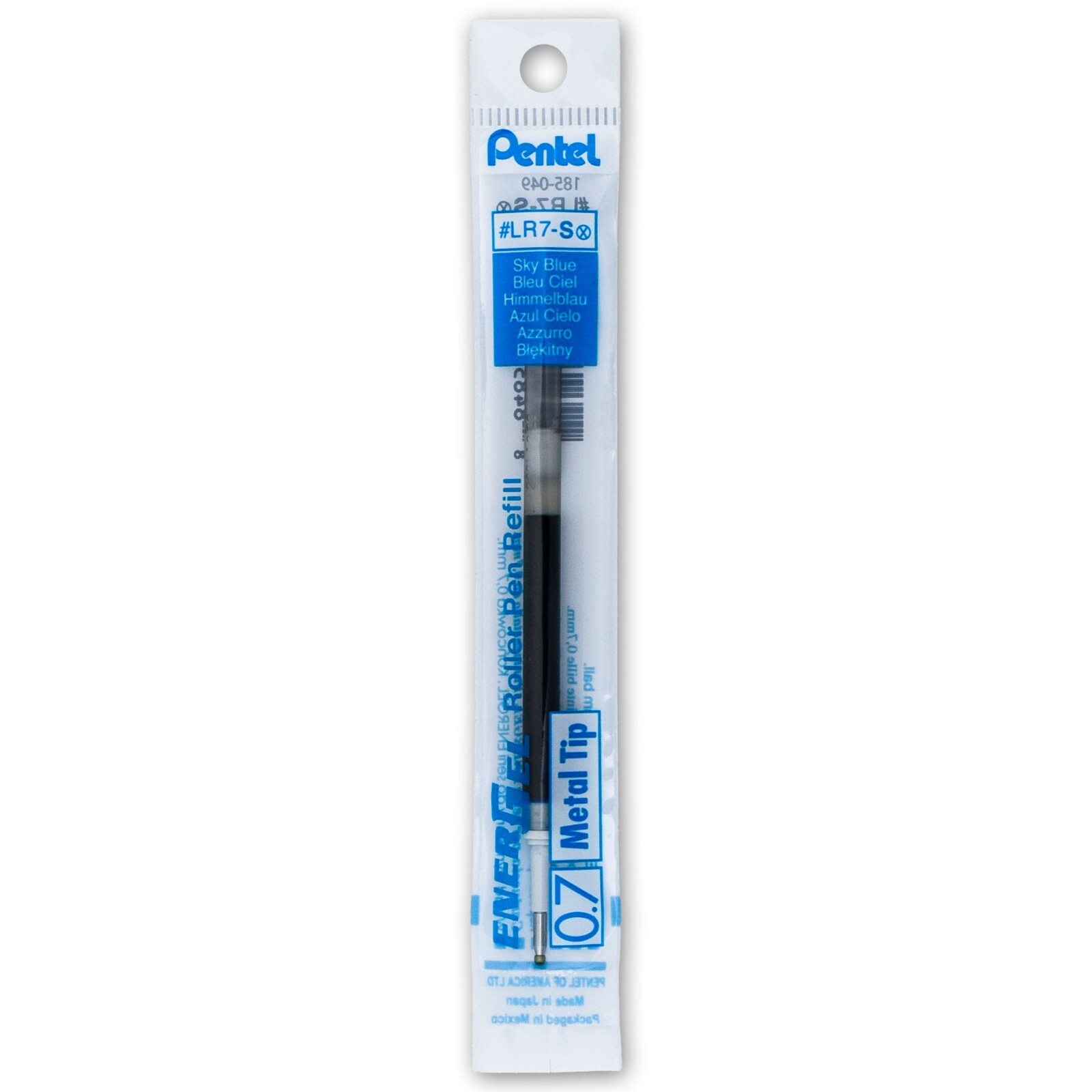 Pentel EnerGel RTX Sky Blue Liquid Gel Ink 0.7mm, 3 Pens with 5 Packs of Refills