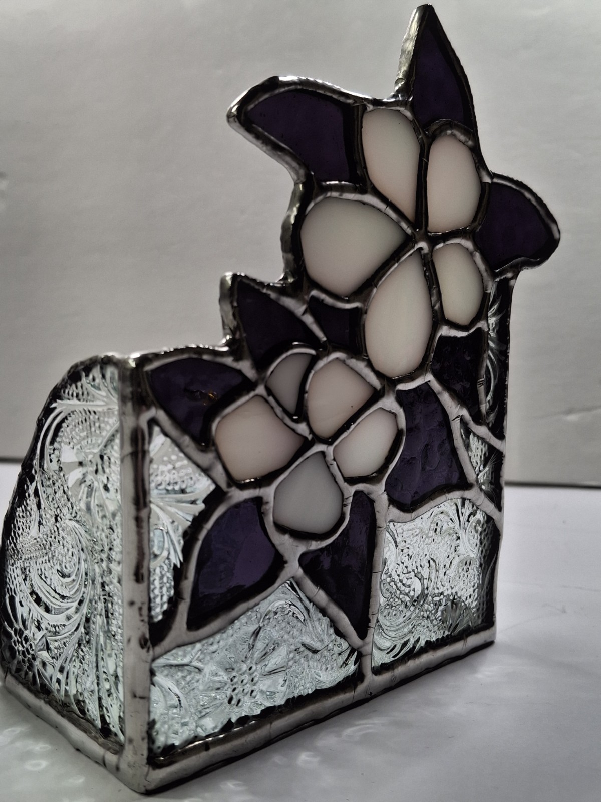 Stained Glass Business Card Holder 2 Columbines