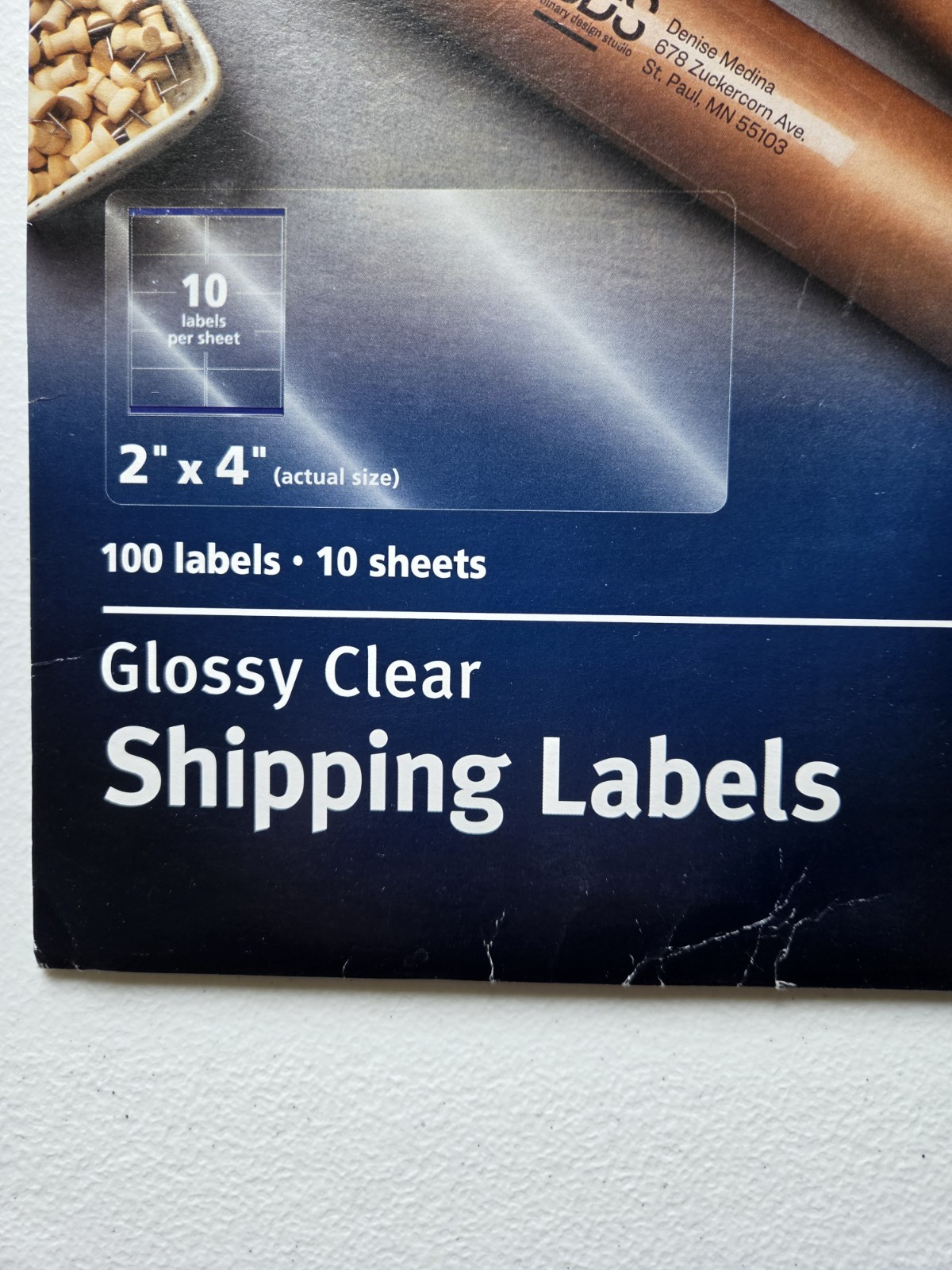 Avery Printable Shipping Labels 2×4″ Glossy Crystal Clear, 100 labels/10 sheets