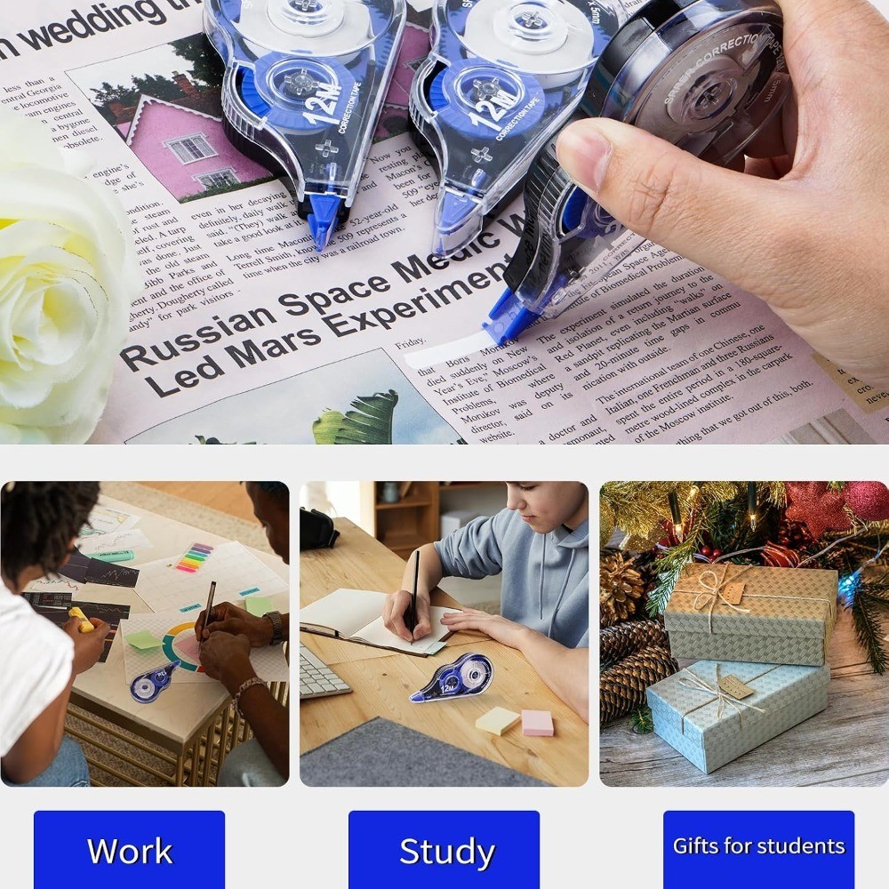 Easy to Use Correction Tape 10 Pack with Applicator for Instant Corrections 39