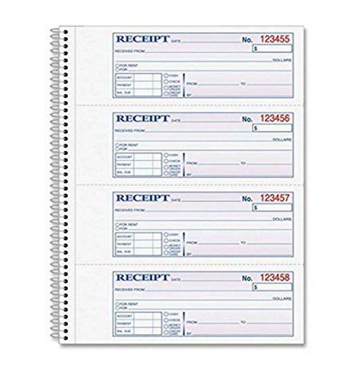 Adams Money Rent Receipt Books Carbonless Spiral Bound 200 Sets for Landlords