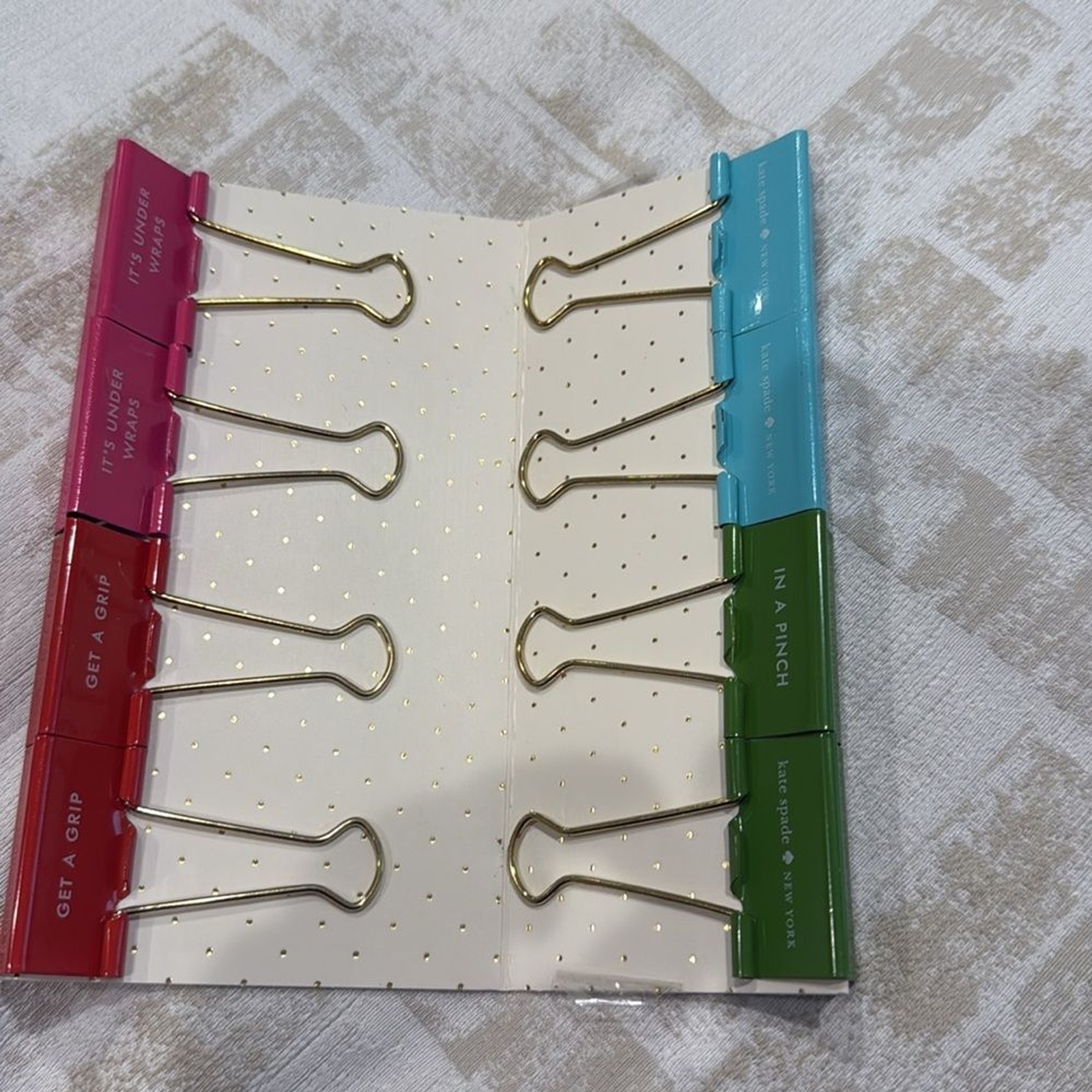 Kate Spade NWT 8 Binder Clips with sayings and colors see description