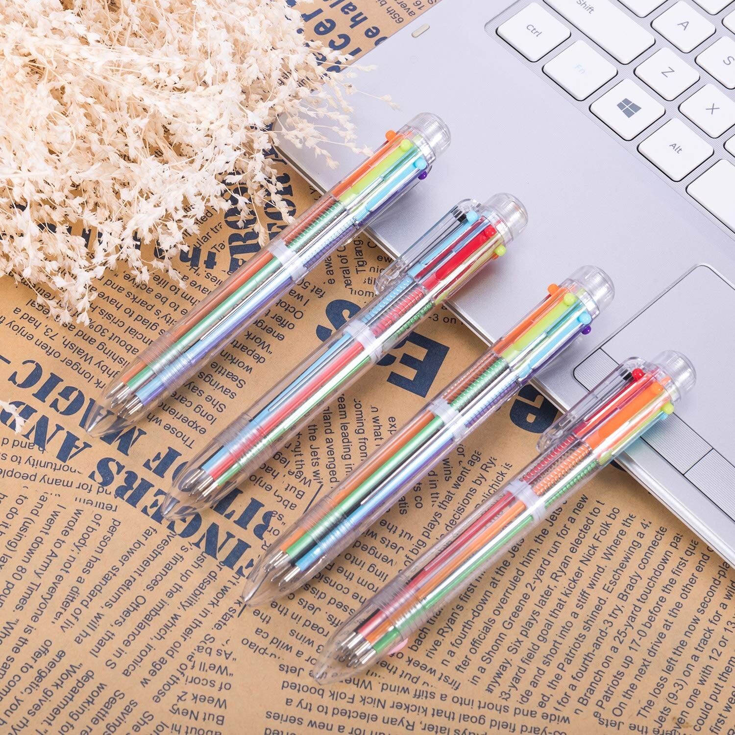 favide 22 Pack 0.5mm 6-in-1 Multicolor Ballpoint Pen,6-Color Retractable Ball…