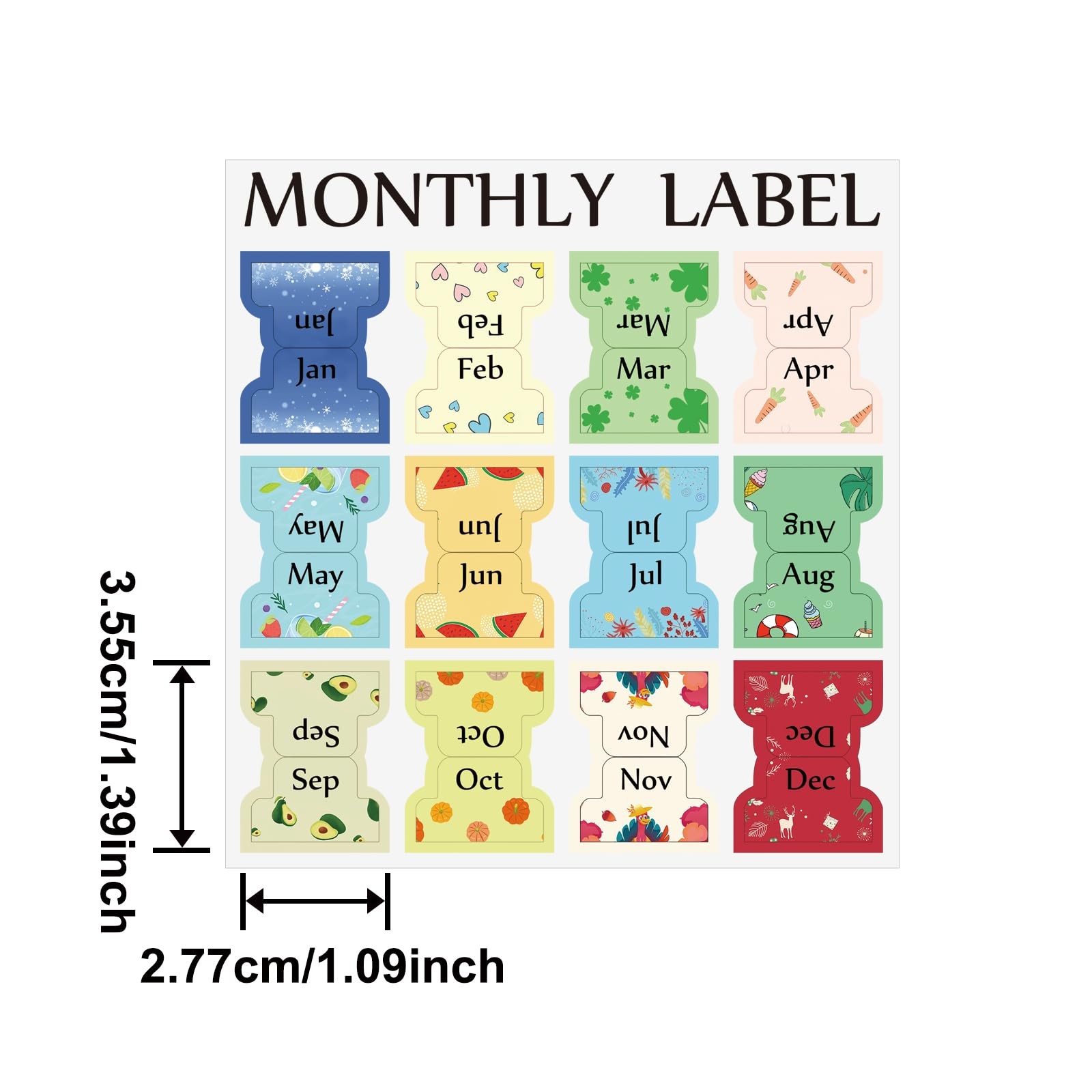CIEMODA 2 Sheets Colorful Monthly Adhesive Tabs, 24 Pcs Monthly Divider Tabs,…