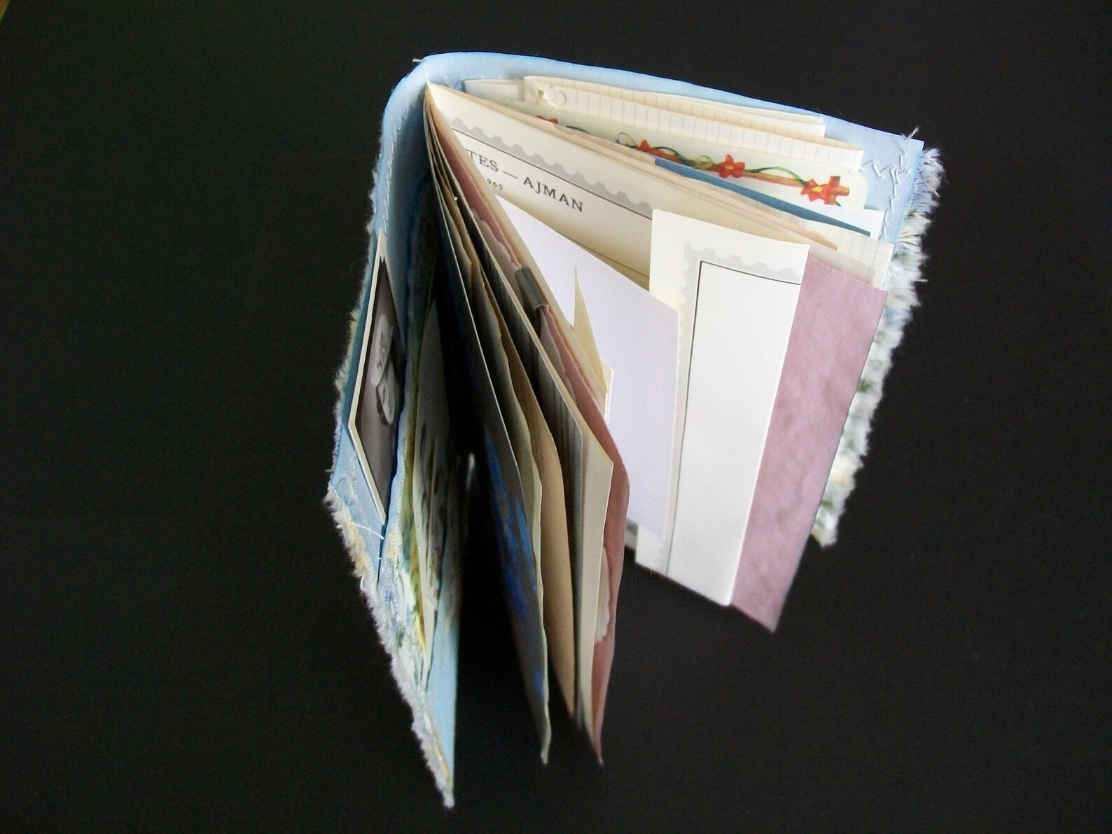 Fabric Junk Journal, Daily Planner, Scrapbook, Handmade Blank Journal 4″x5″x6″x5