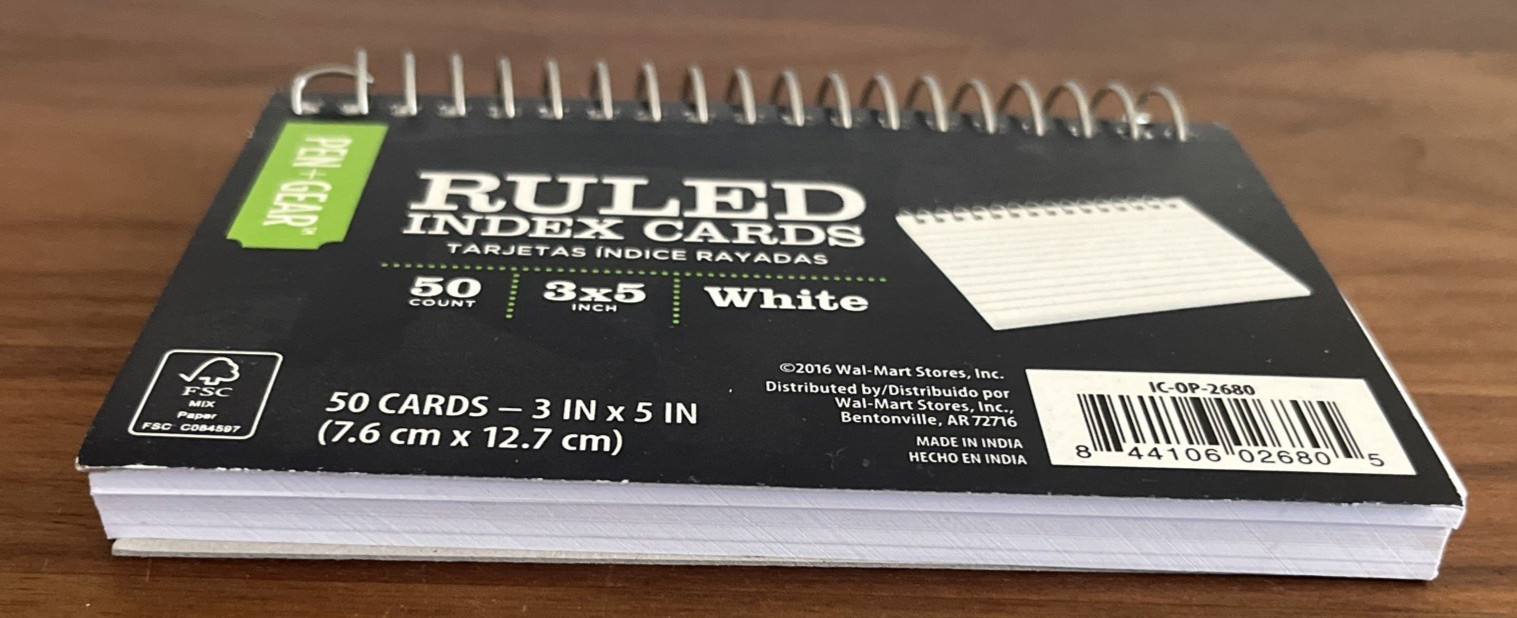Pack of 50 count Pen+Gear RULED Index Cards, 3″ x 5″