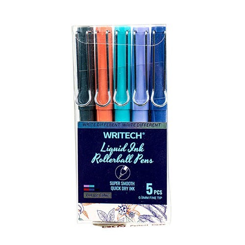 WRITECH Gradient Barrel Liquid Ink Rollerball Pen Asst Colors 5/Pk School Office