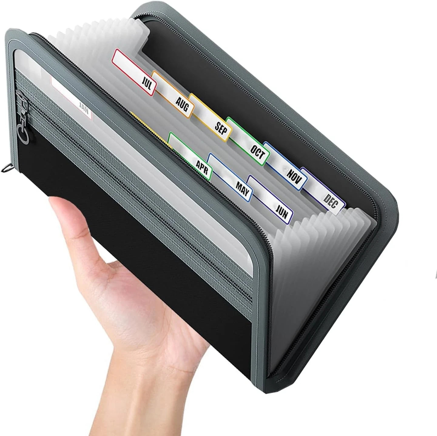 Ansook Coupon Receipt Organizer,13 Pockets Small Accordian File Grey