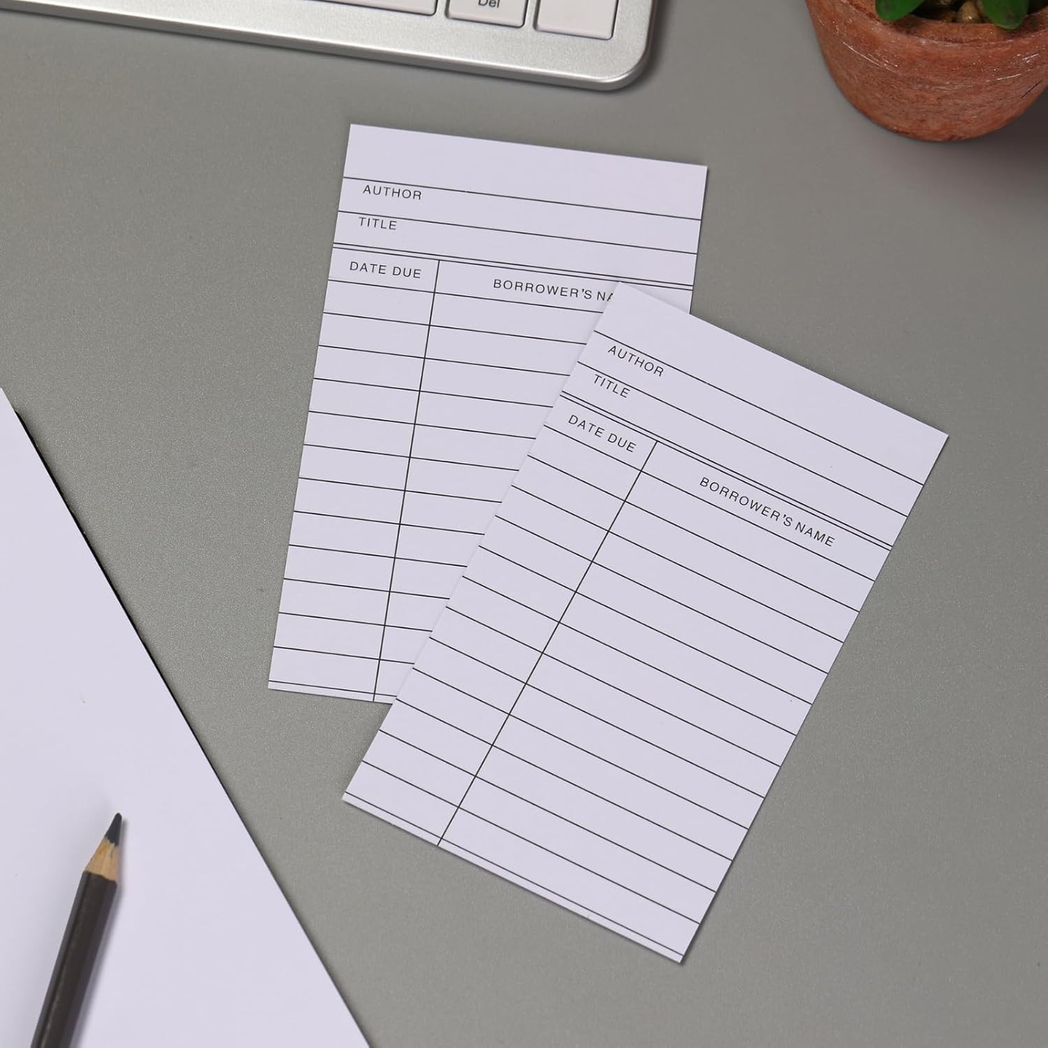 100 Count Library Cards, Checkout Catalog Book Card,Library Checkout Index Cards