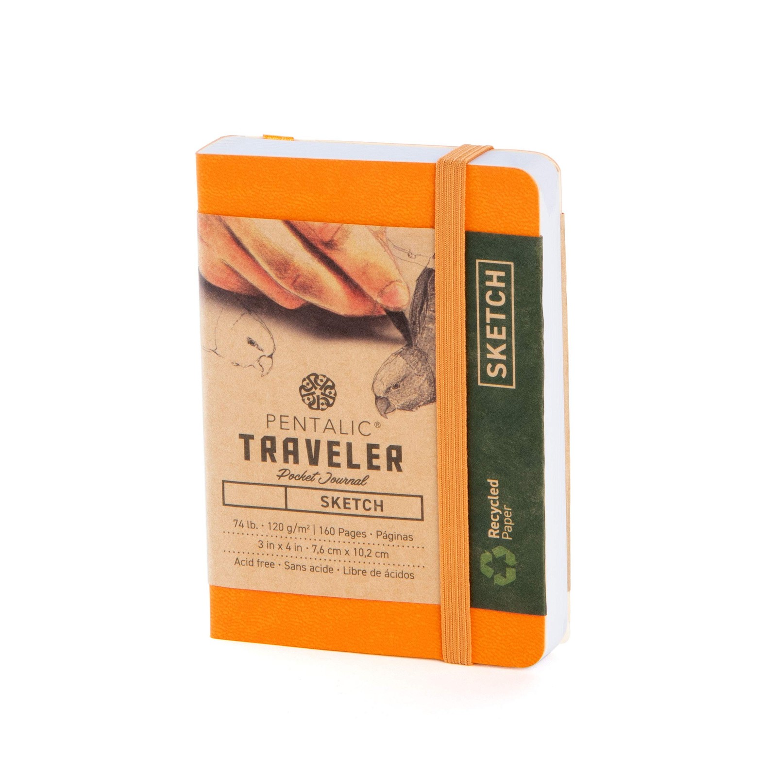Pentalic 3″ x 4″ Pocket Sketchbook Traveler 3-inch x 4-inch, Orange, Orange