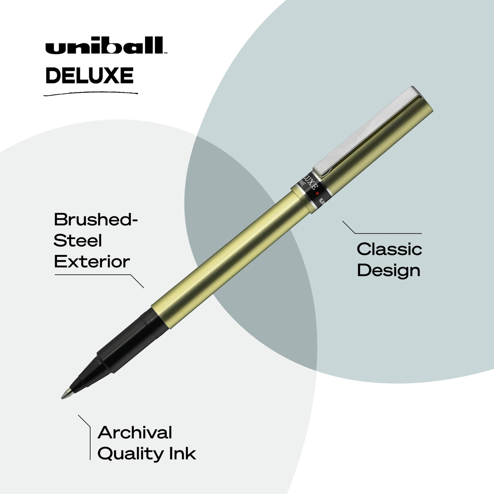 uni-ball Deluxe Rollerball Pens, Fine Point (0.7mm), Black, 3 Count