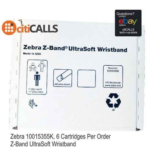 Zebra 10015355K Z-Band UltraSoft Wristband Cartridge Kit (White) – 1″ Width
