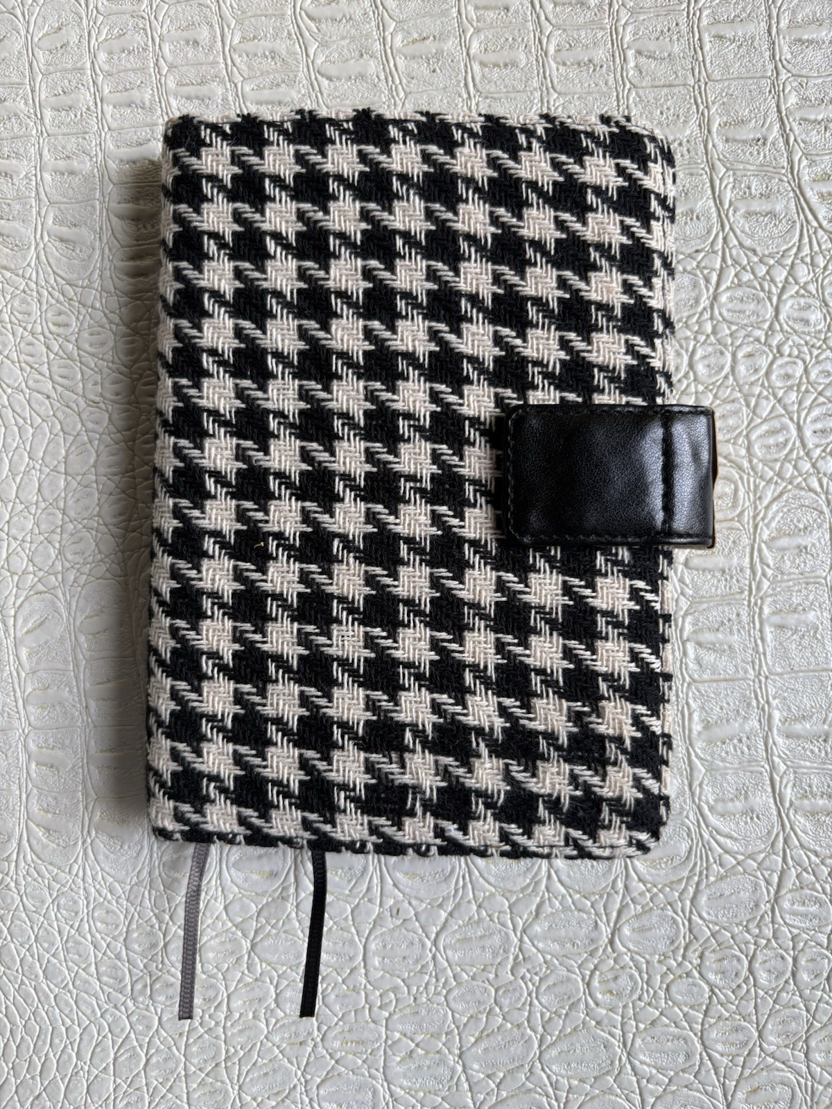 Mini Journal Planner Cover Houndstooth Check Black White Datebook Agenda A6 Size