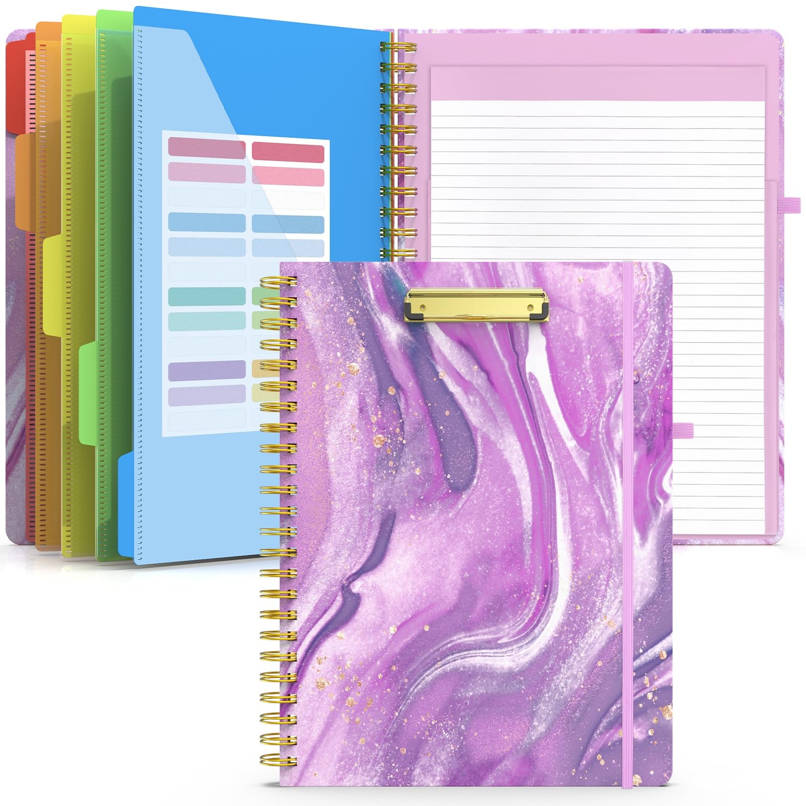 Sooez Clipboard Folio with Refillable Notepad, Folder Abstract – Purple