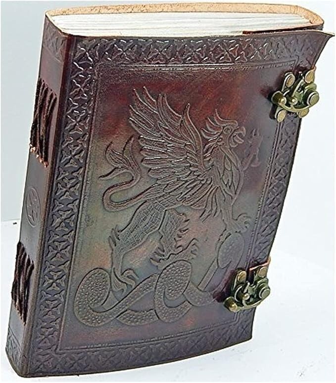 Vintage Leather Writing Notebook 6×8 Double Lock Journal Blank 200 Buy 1 Get 10