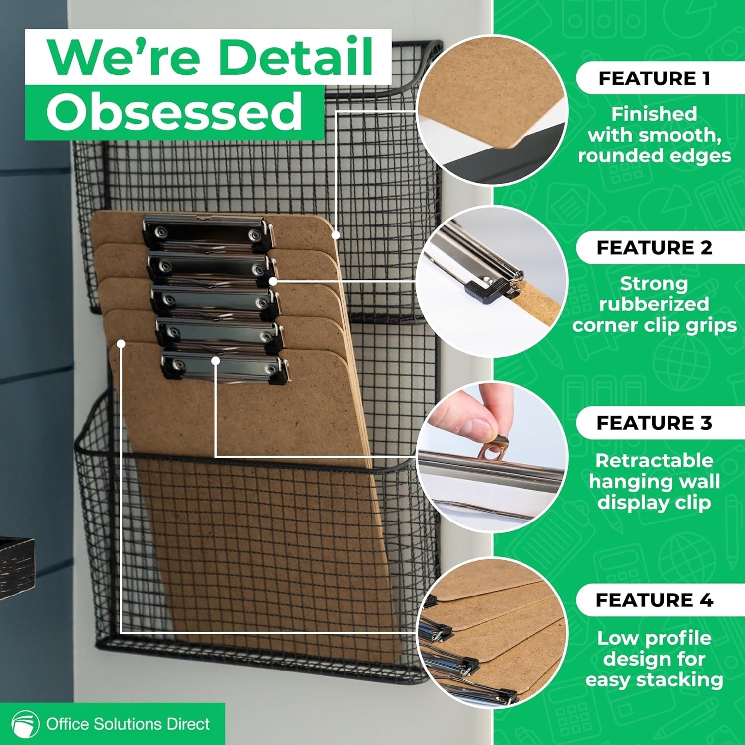 Clipboards Set of 30 Hardboard Clipboard Low Profile Clip A4 Letter Size Clas…