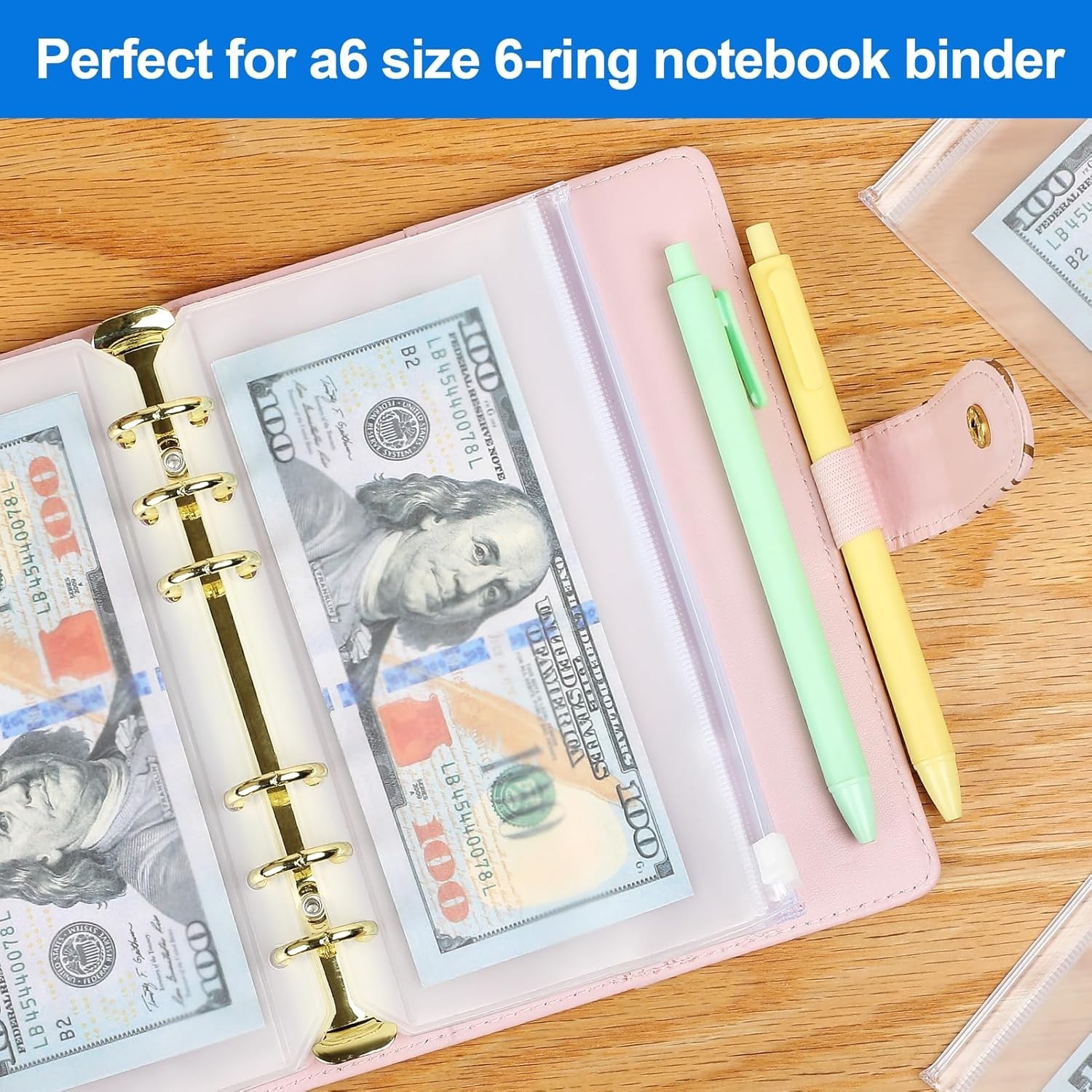 Durable A6 Cash Envelopes – 16 Clear Zipper Pouches for Organizing Finances