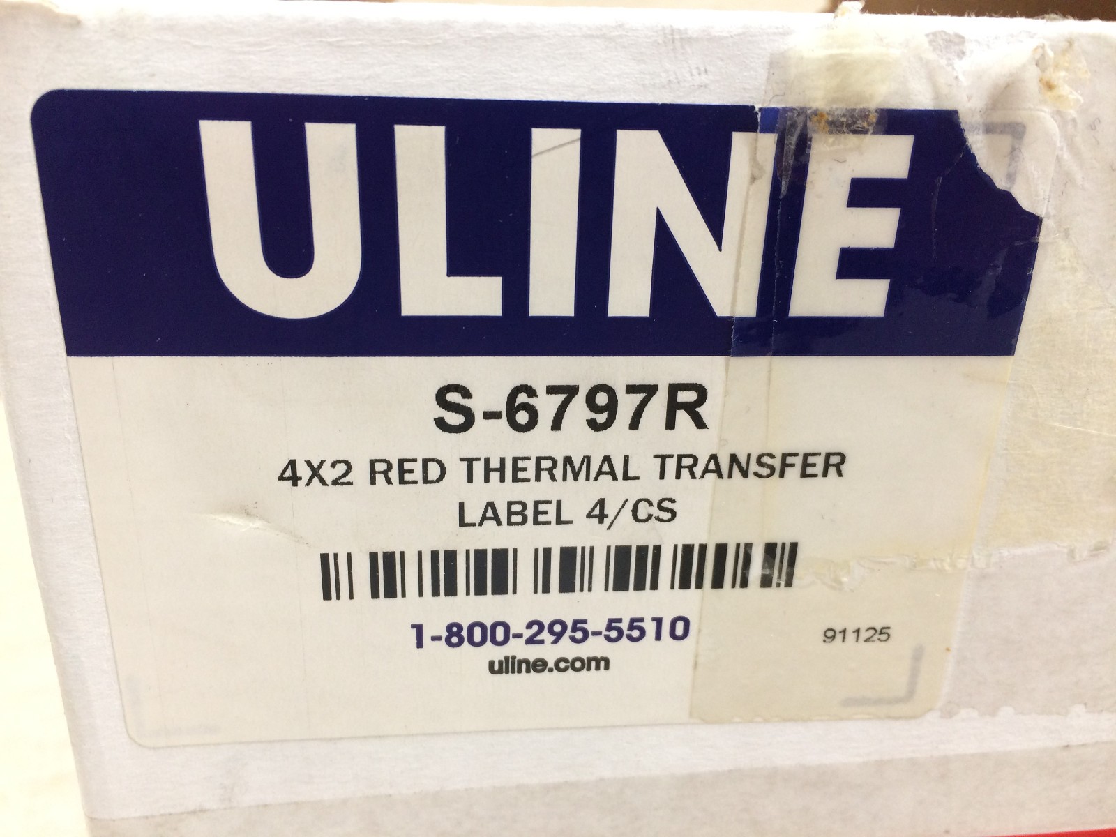 Lot of 2 ULINE S-6797R 4×2 Red Thermal Transfer Label