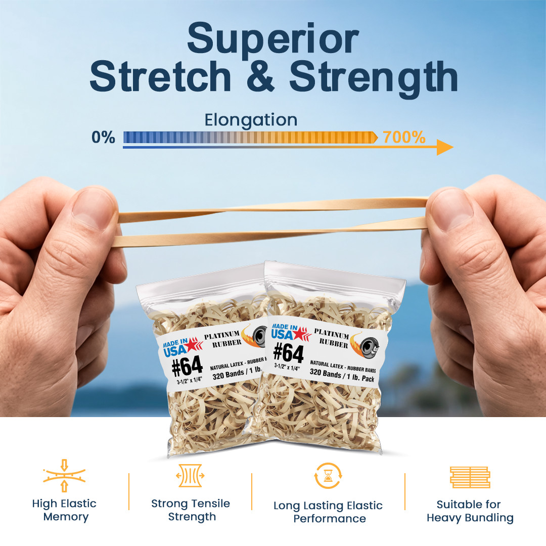Bulk 320 pcs USA Postal Size #64 Rubber Bands 1LB Bag (3-1/2 x 1/4″) 1#, 1 Pound